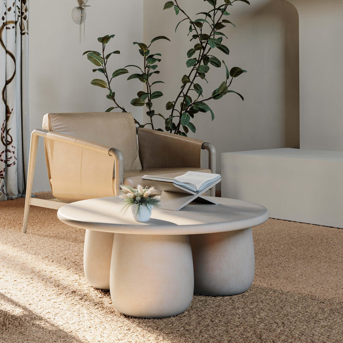 Rahul 34" Cream Round Coffee Table