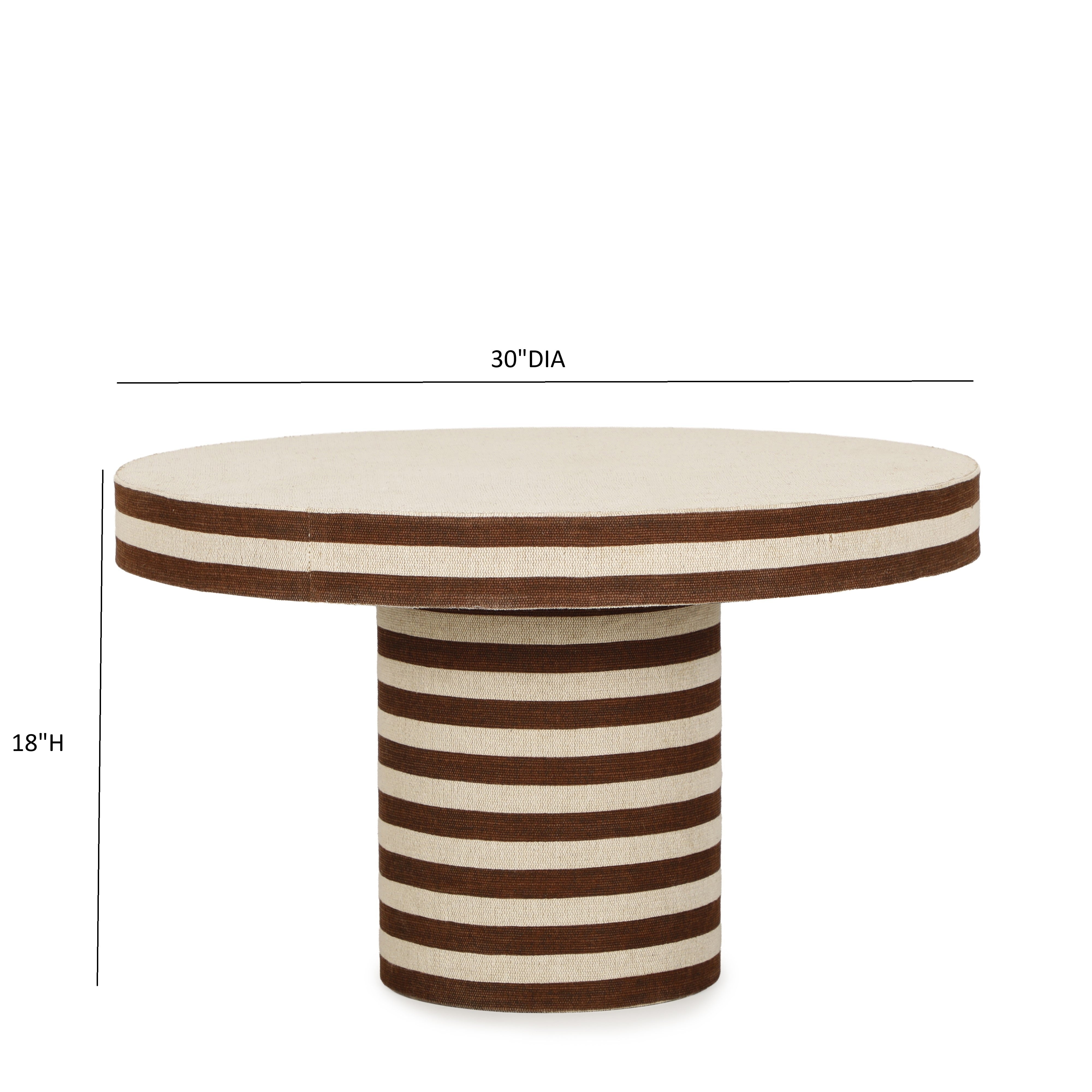 Lyra 30" Natural Striped Cotton Jute Contract-Grade Coffee Table