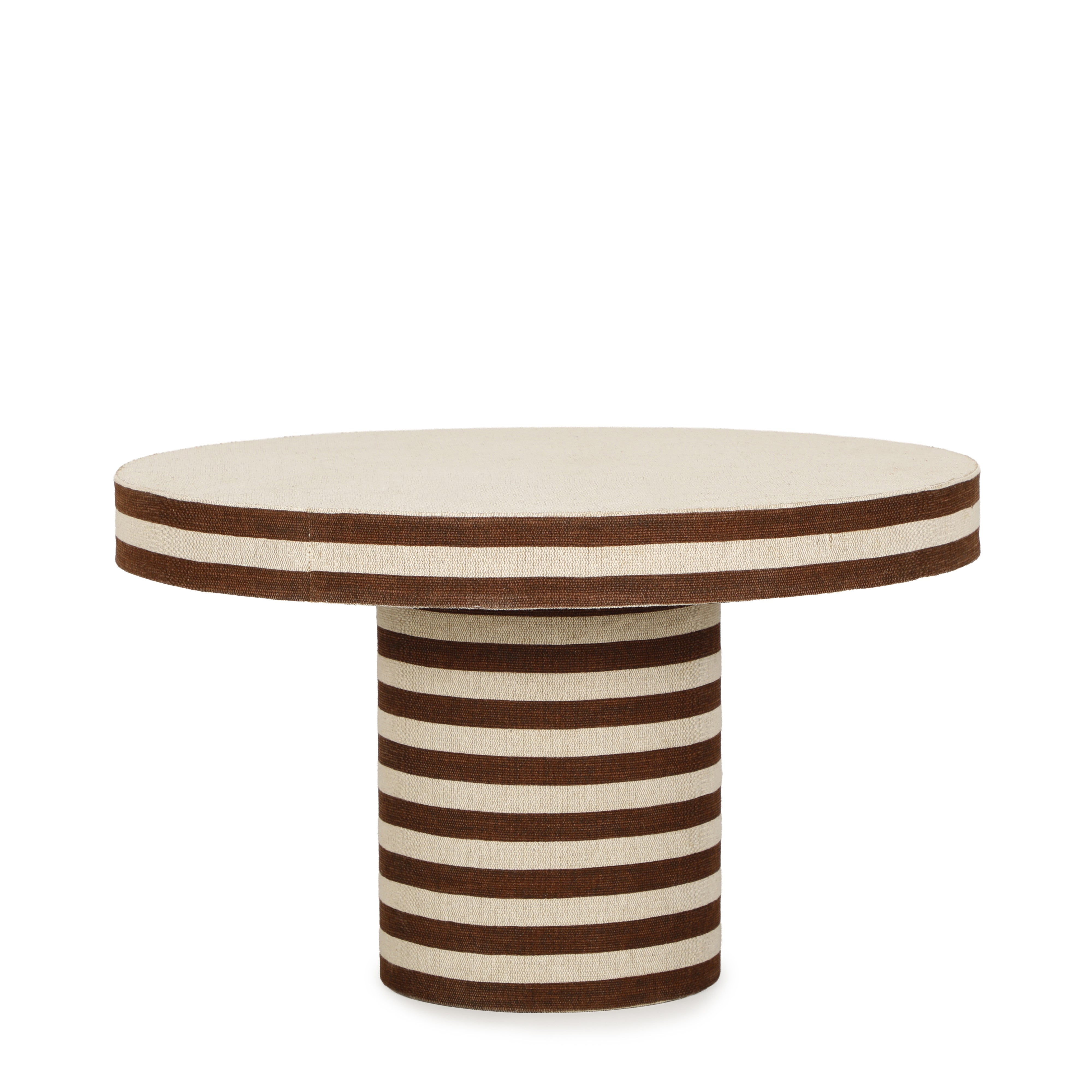 Lyra 30" Natural Striped Cotton Jute Contract-Grade Coffee Table