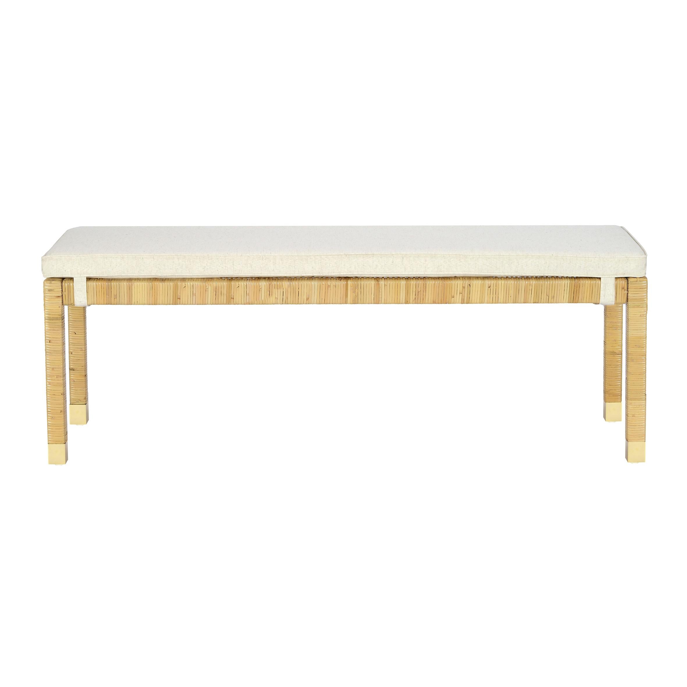 Amara Cream Contract-Grade Linen Bench