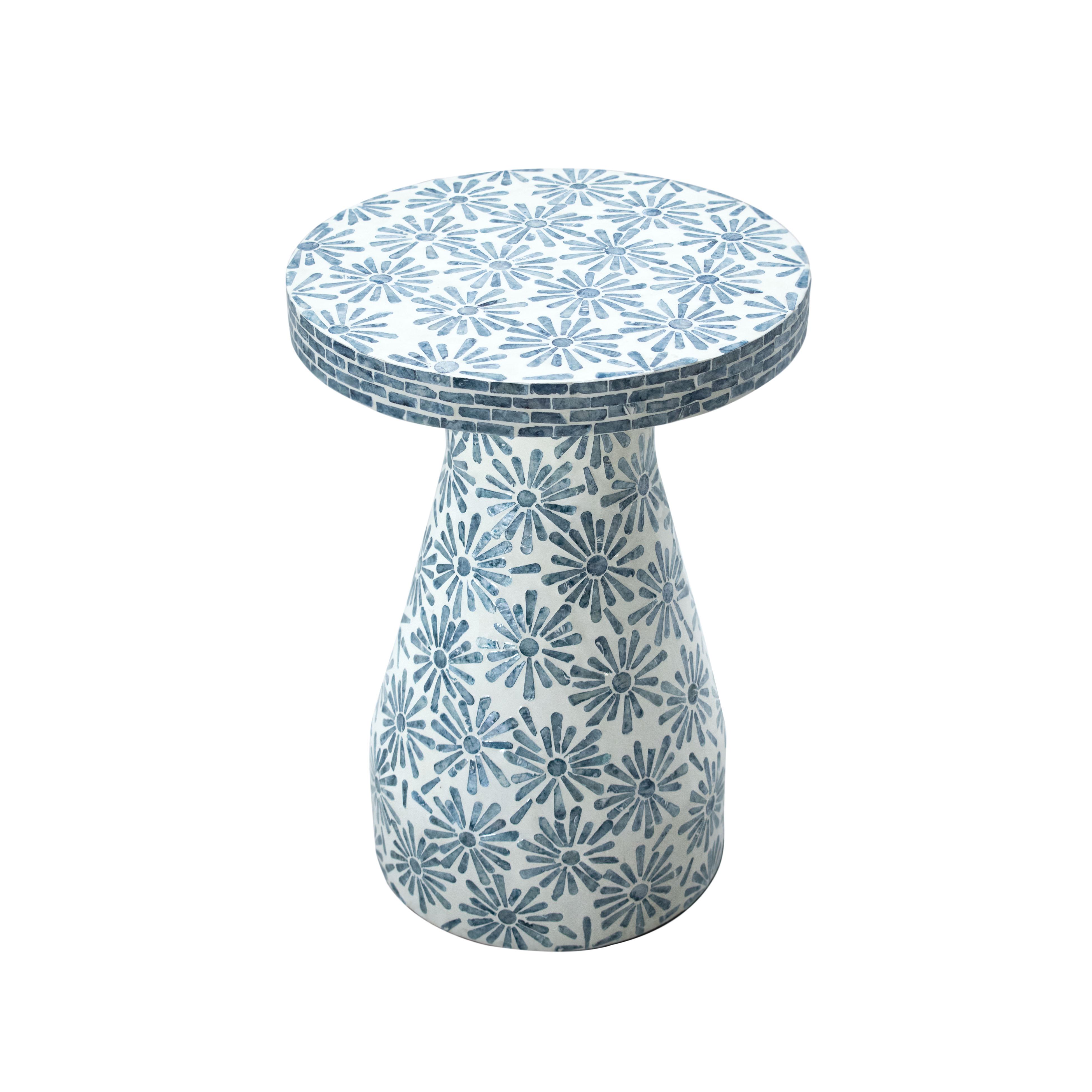 Halio Blue Floral Shell Side Table Side & End Tables TOV Furniture , Black Friday Sale TOV Furniture Furniture Sale, Old Bones Co, Mid Century Furniture Sale, Four Hands Furniture, Black Friday Sale Halio Blue Floral Shell Side Table,Gus Sale, Perigold Halio Blue Floral Shell Side Table Side & End Tables Black Friday Sale , Perigold Sale Halio Blue Floral Shell Side Table,Halio Blue Floral Shell Side Table Lulu and Georgia, Burke Decor Sale Halio Blue Floral Shell Side Table, www.oldbonesco.com