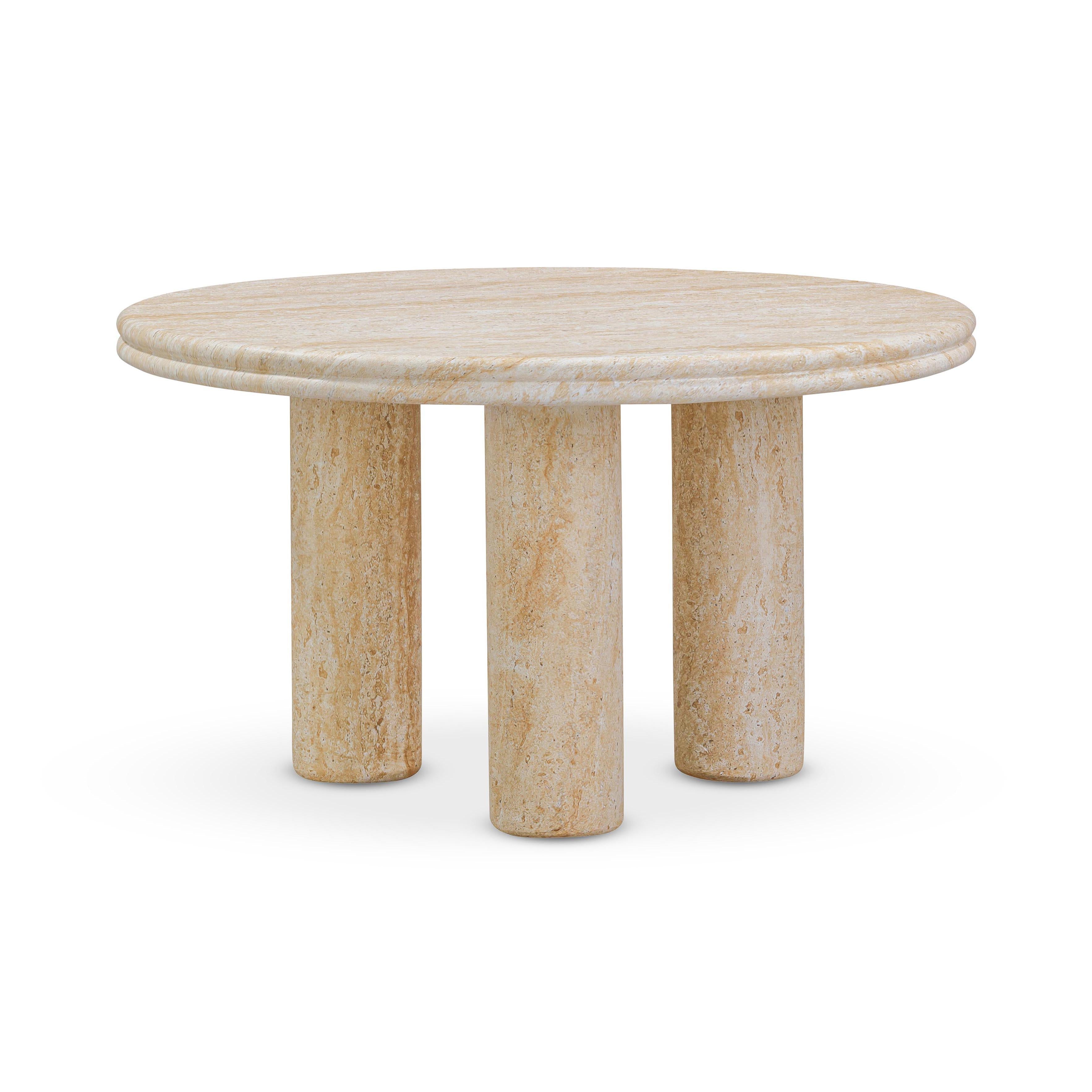Amora 26"-32" Faux Travertine Indoor/Outdoor Round Accent Table