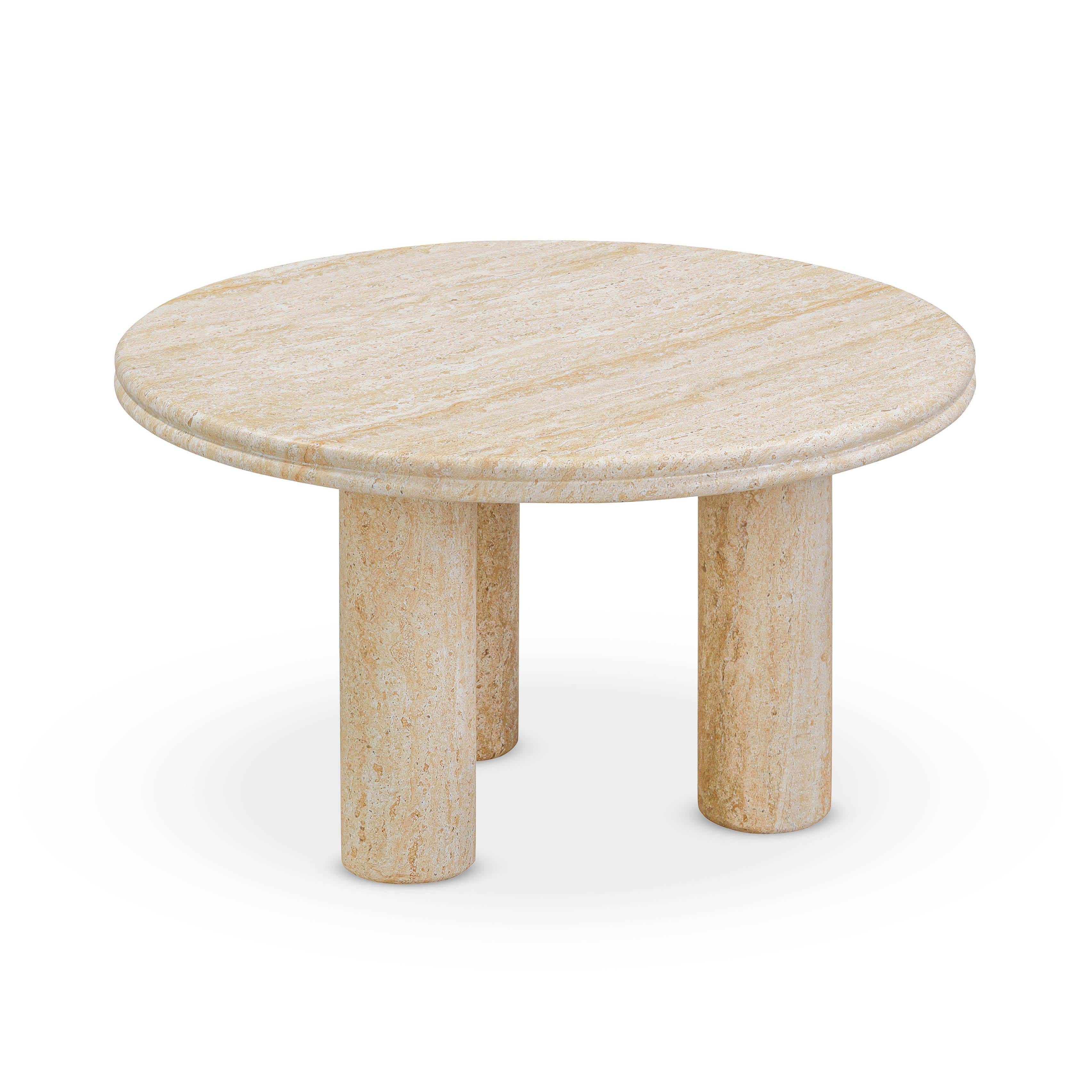 Amora 26"-32" Faux Travertine Indoor/Outdoor Round Accent Table