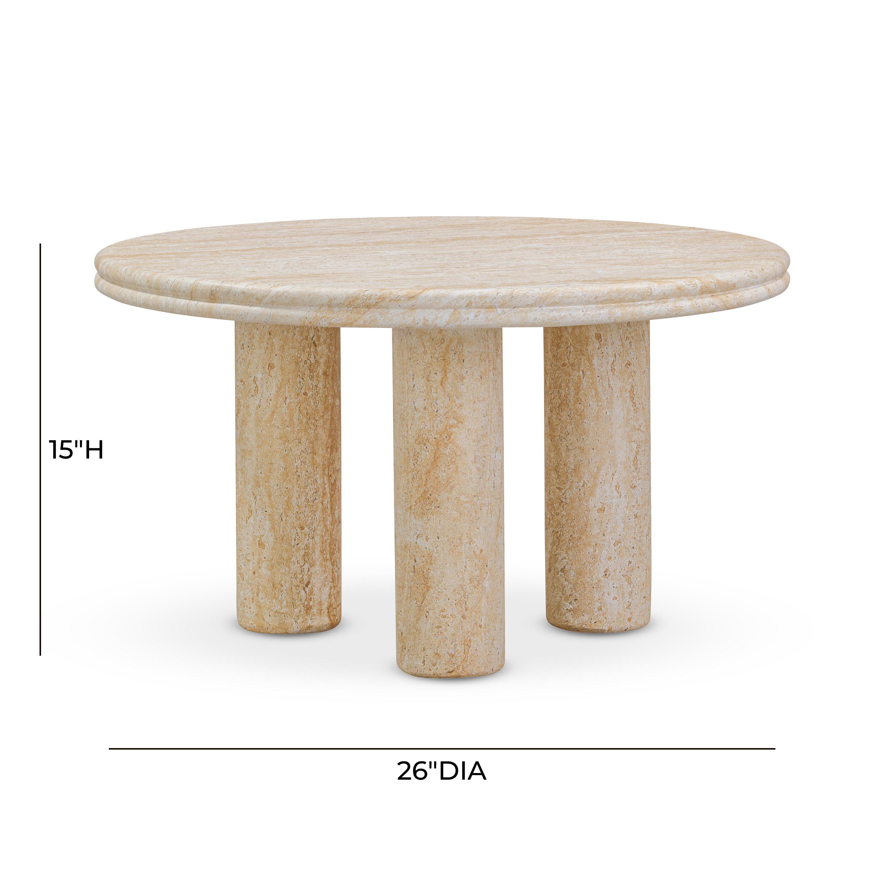Amora 26"-32" Faux Travertine Indoor/Outdoor Round Accent Table