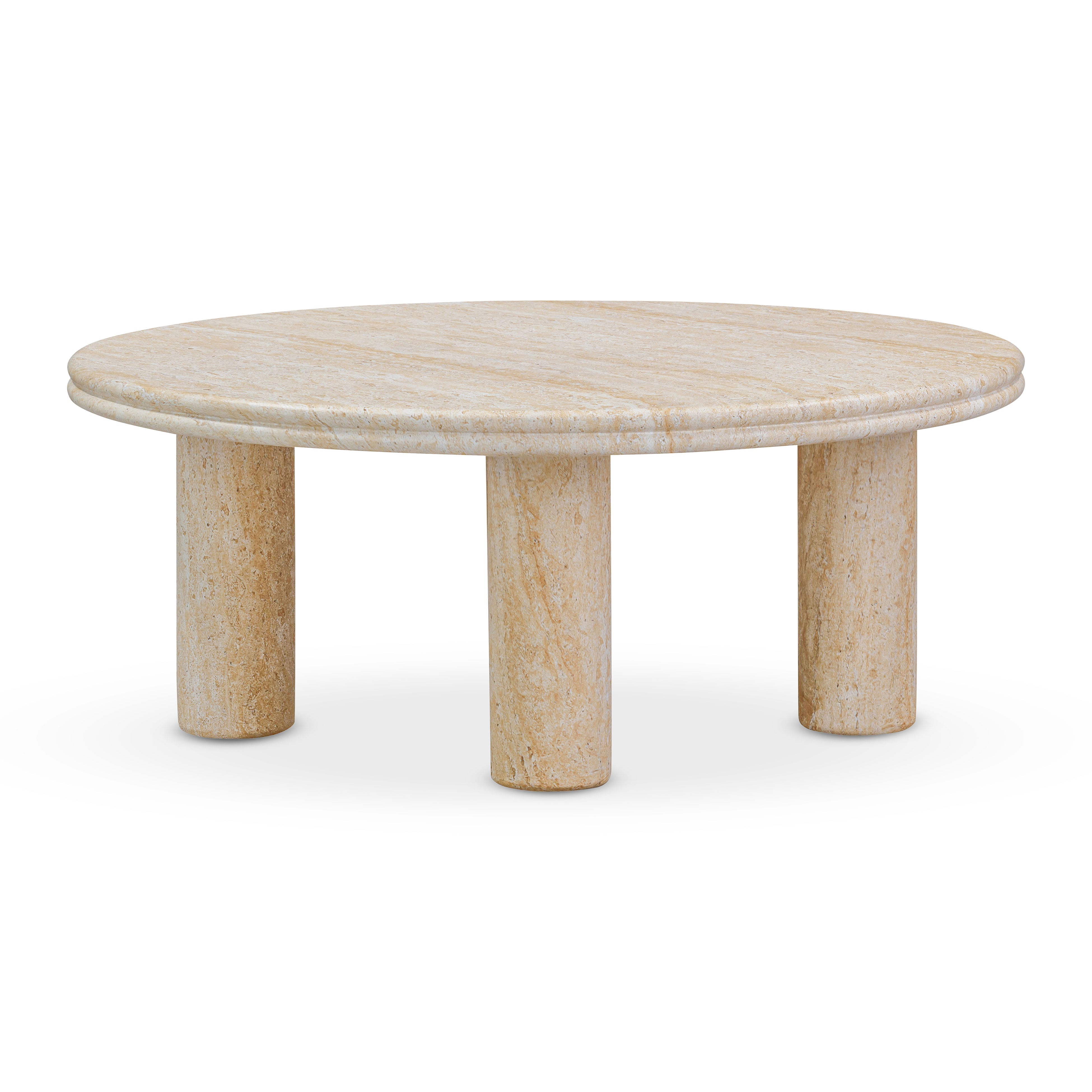 Amora 2-Piece Faux Travertine Indoor/Outdoor Nesting Accent Table Set