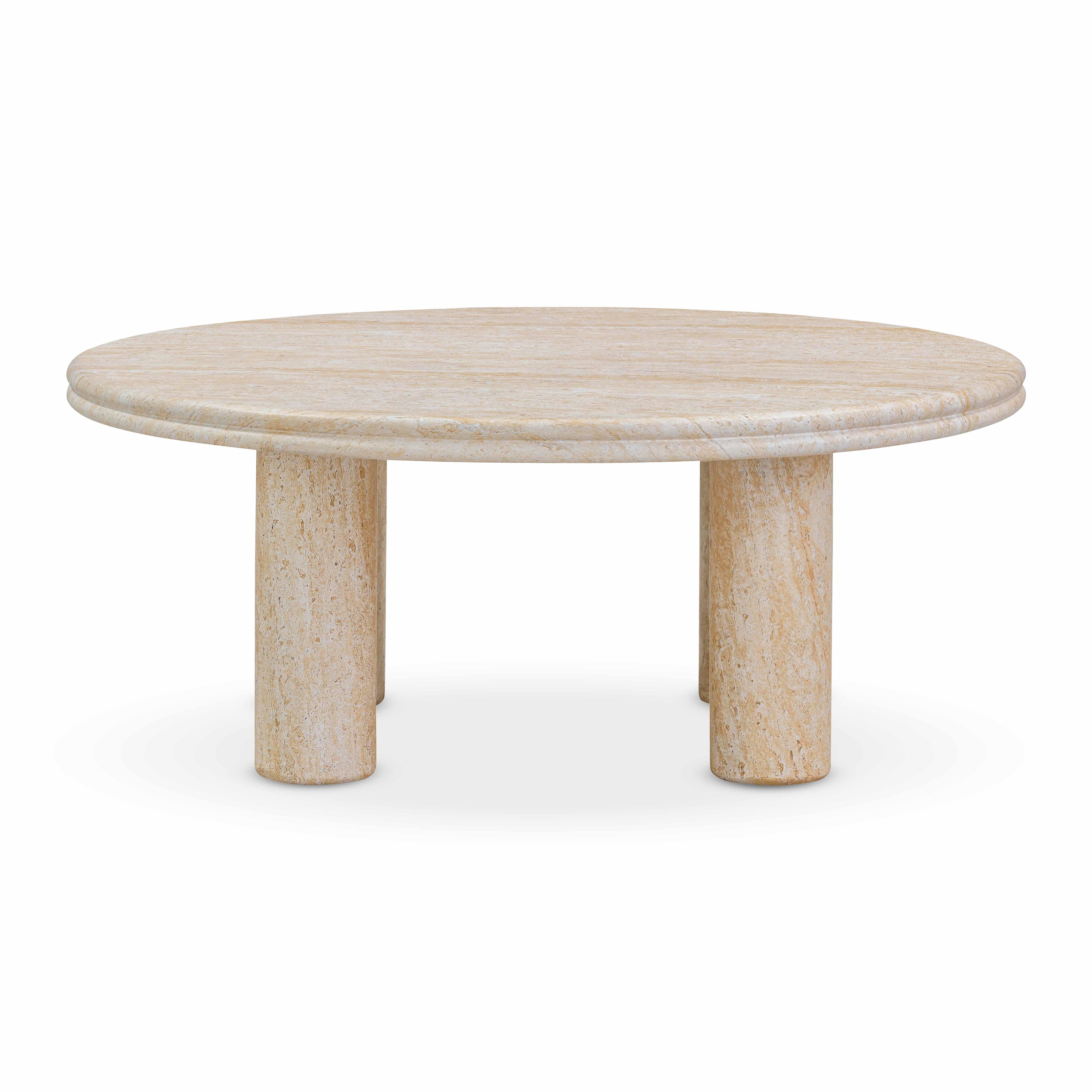 Amora 26"-32" Faux Travertine Indoor/Outdoor Round Accent Table