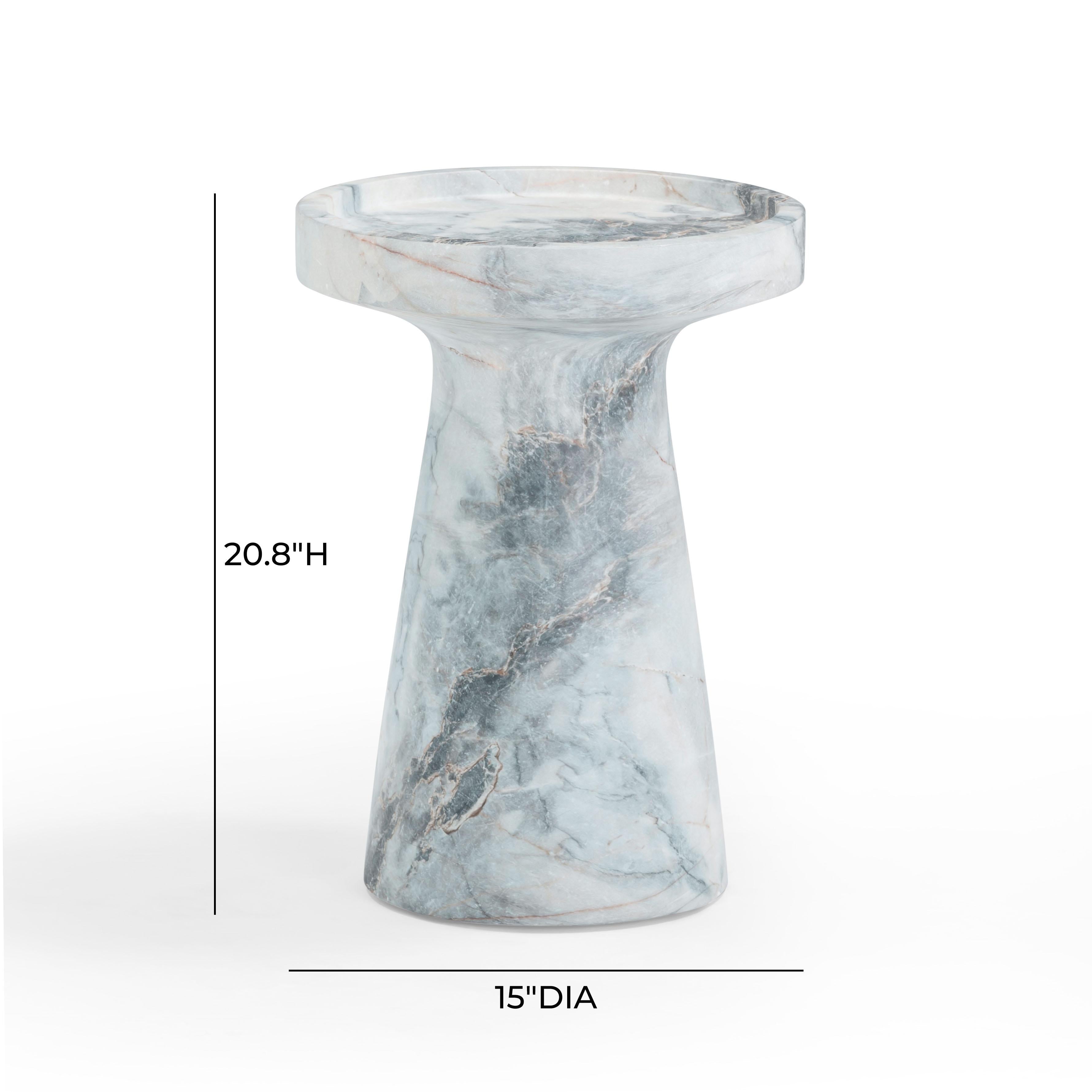 Zara Faux Aegean Marble Indoor/Outdoor Side Table
