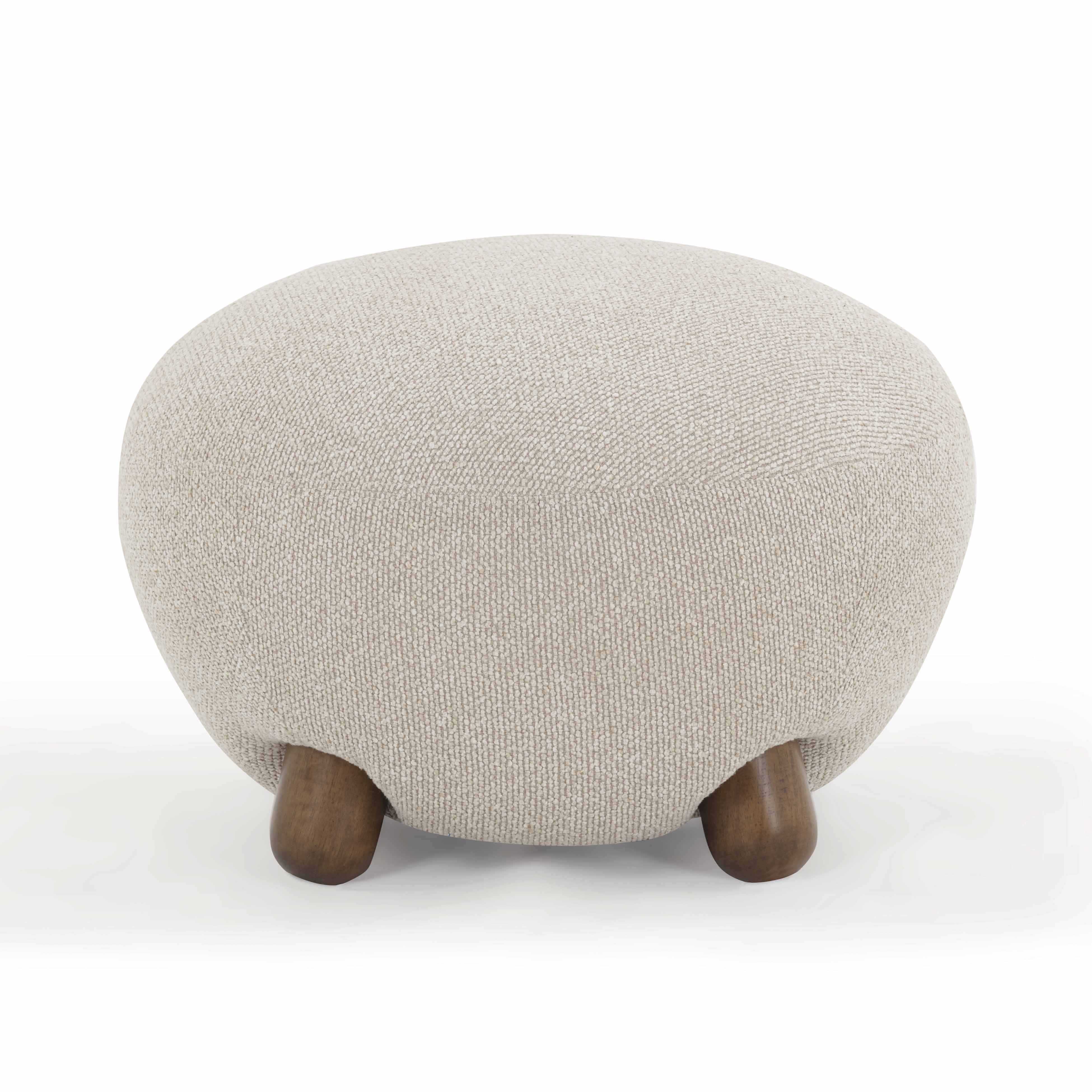 Pucker Warm Grey Performance Boucle Ottoman