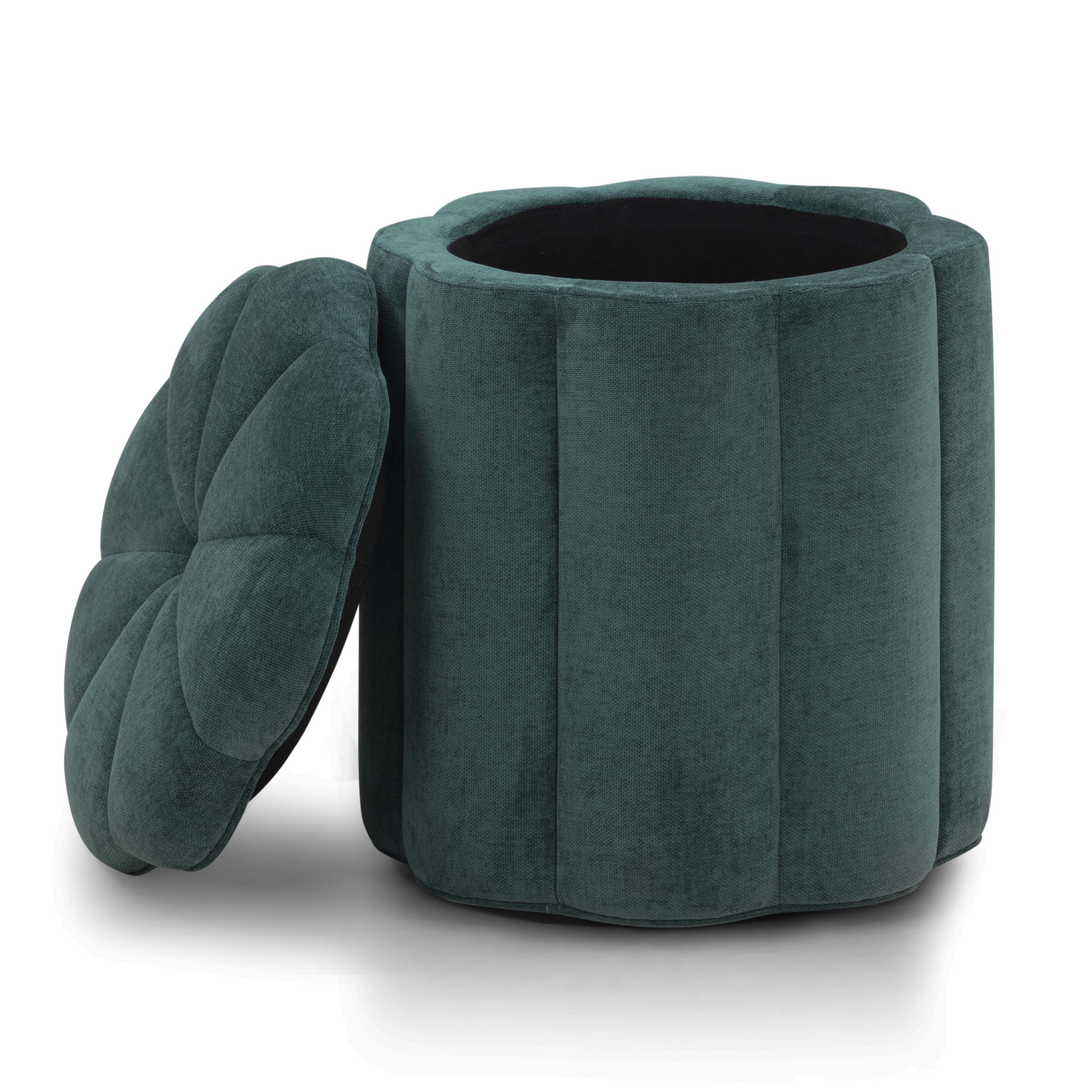 Fleur Textured Performance Velvet Storage Ottoman
