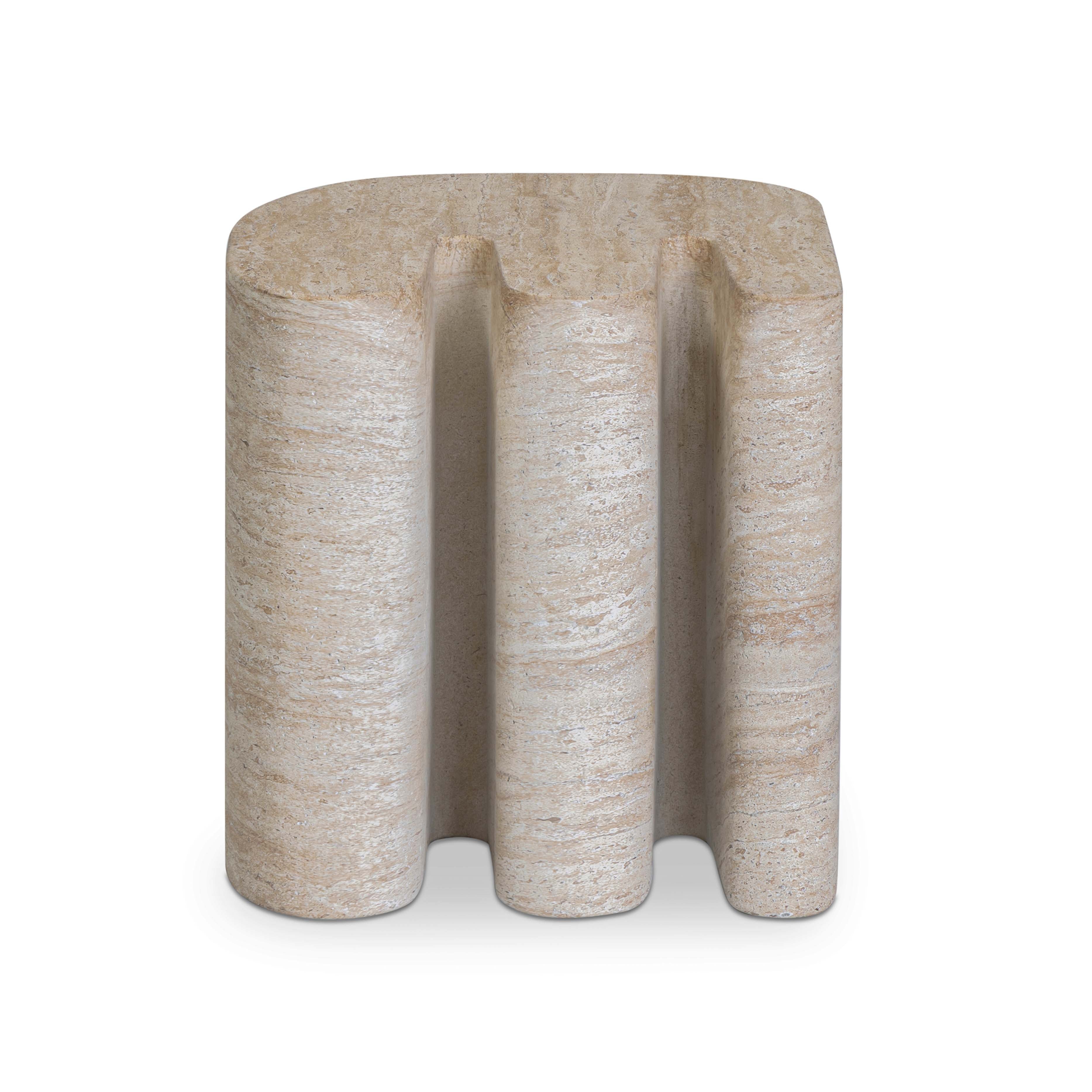 Thyme Faux Travertine Indoor/Outdoor Concrete Side Table