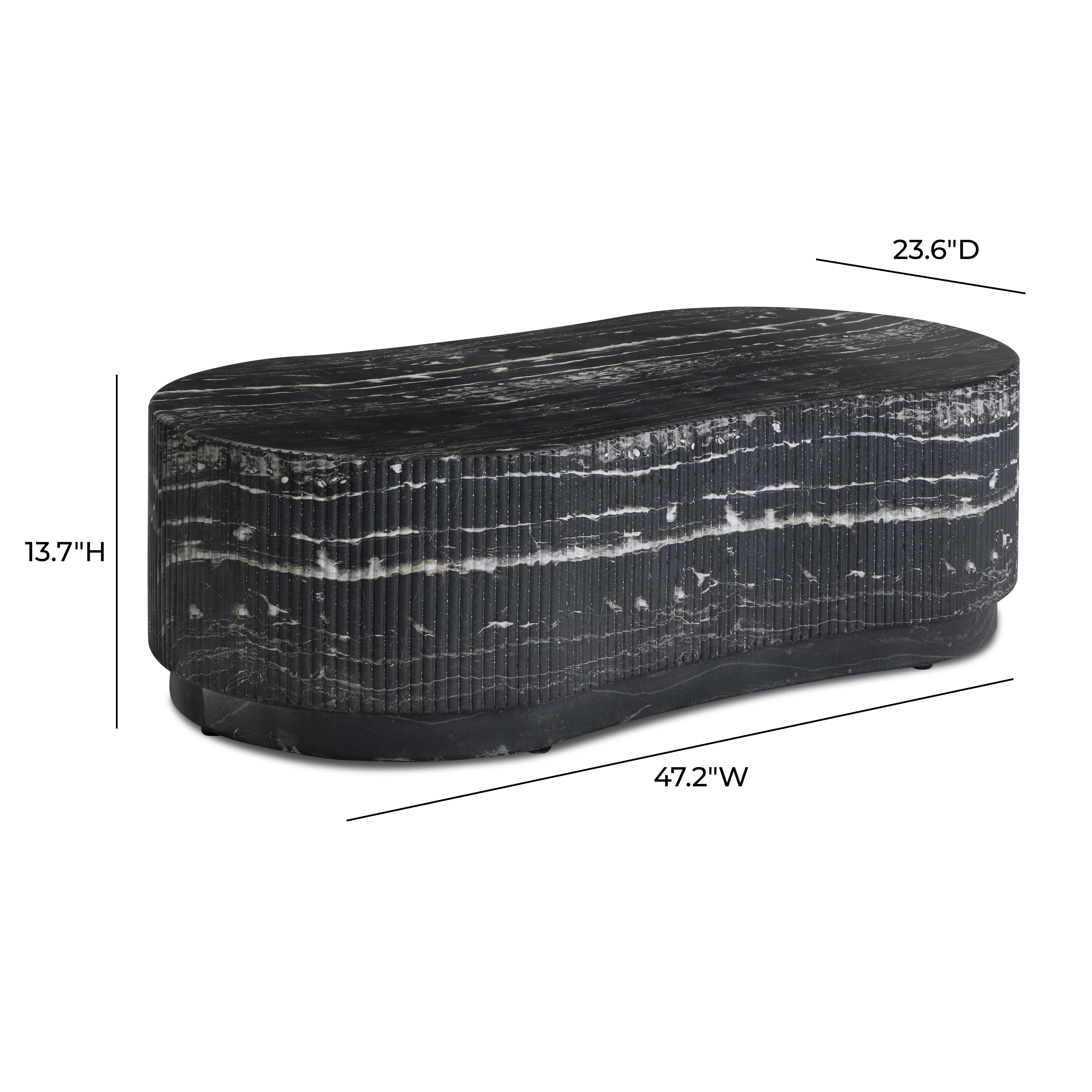 Hades 47" Black Faux Marble Indoor/Outdoor Concrete Coffee Table