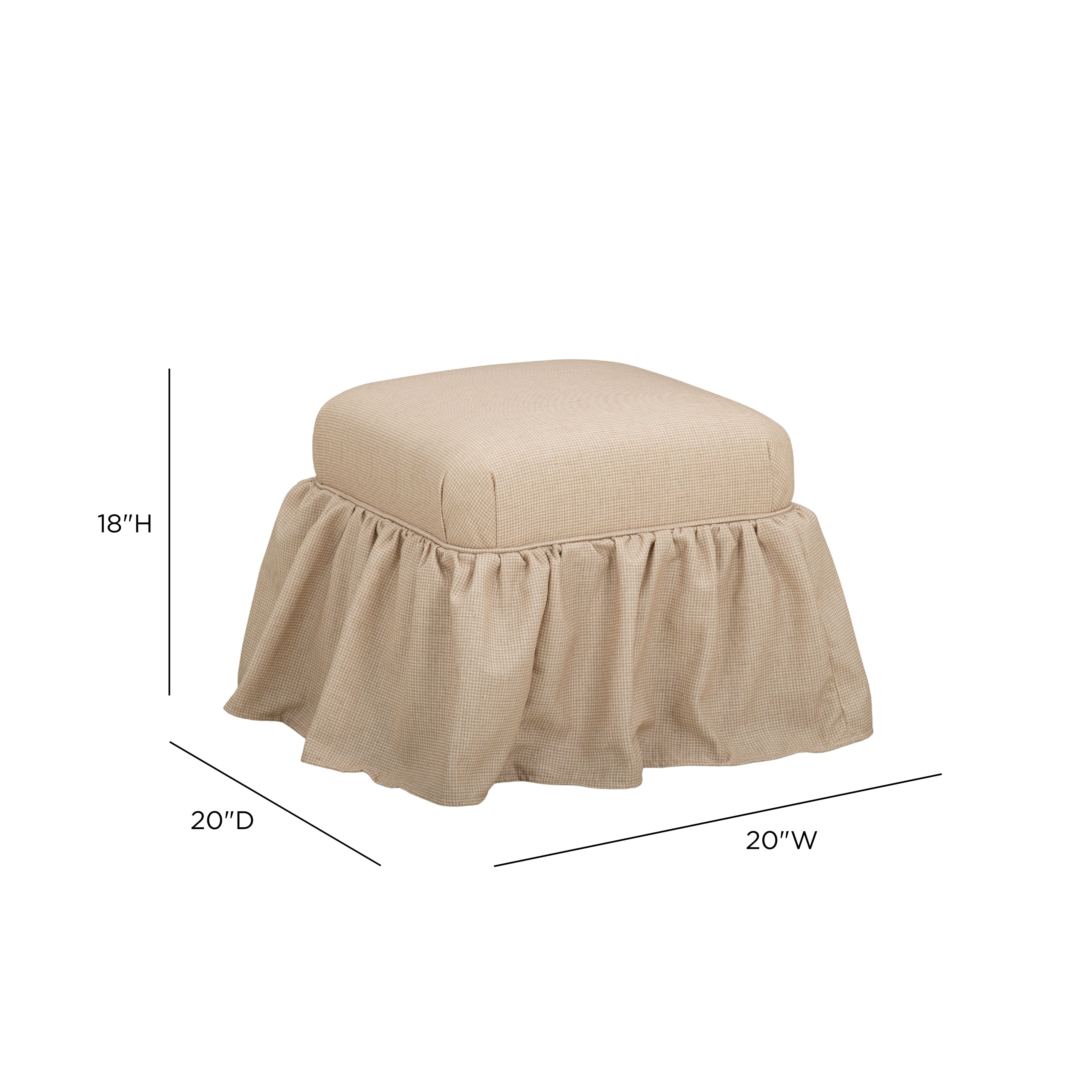 Gertrude Yellow Gingham Performance Linen Skirted Ottoman