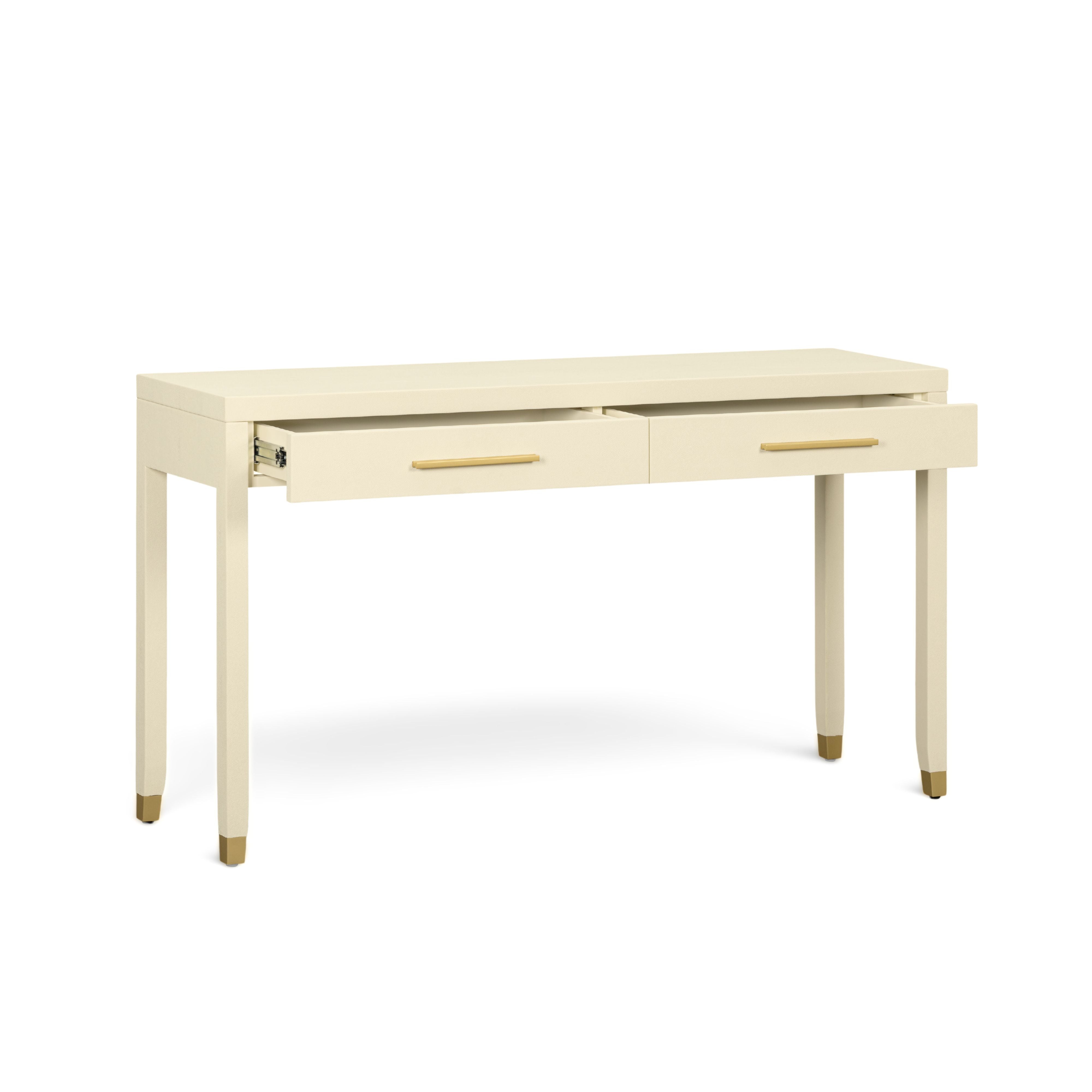 Dani 54" Cream Faux Shagreen 2-Drawer Console Table