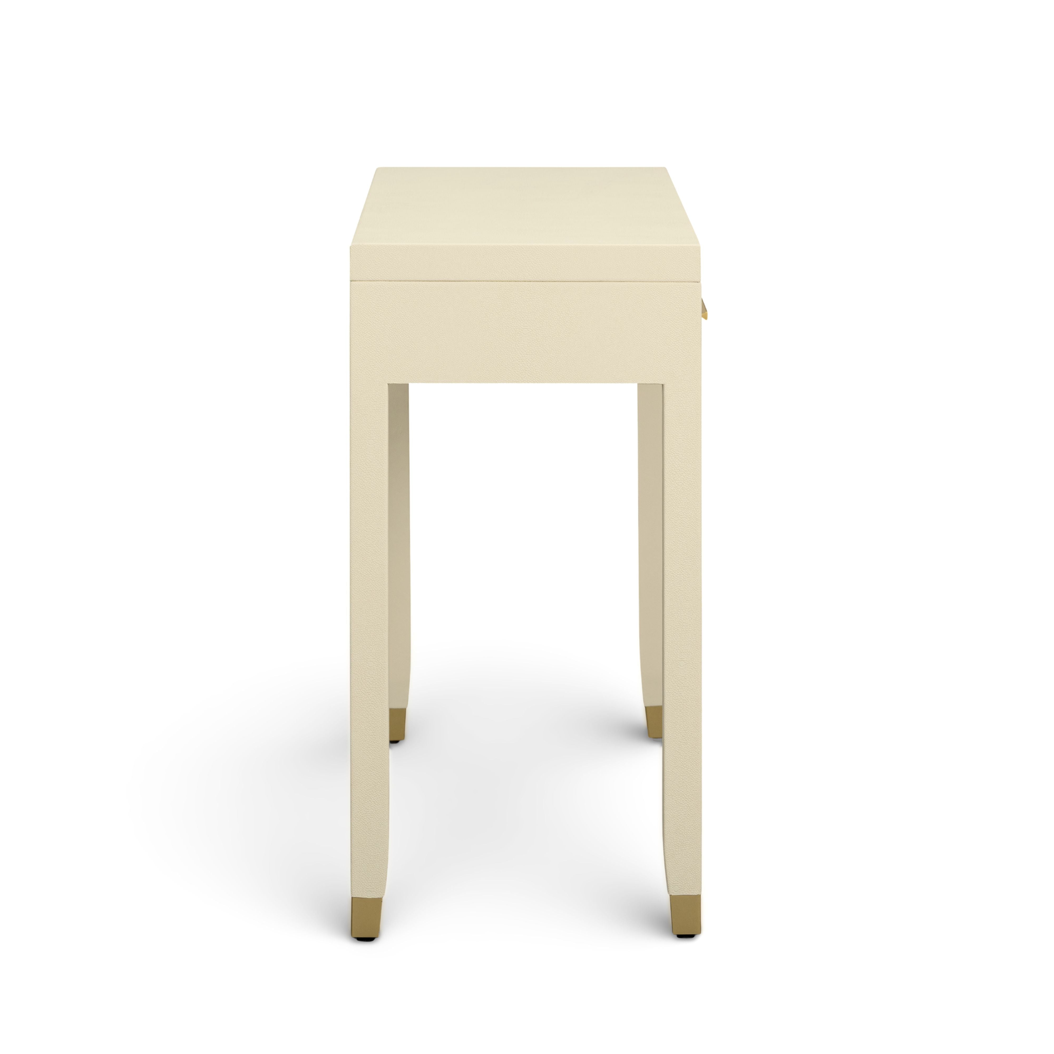 Dani 54" Cream Faux Shagreen 2-Drawer Console Table