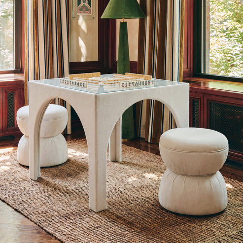 Tomlin Performance Chenille Game Table and Two Ottomans Set