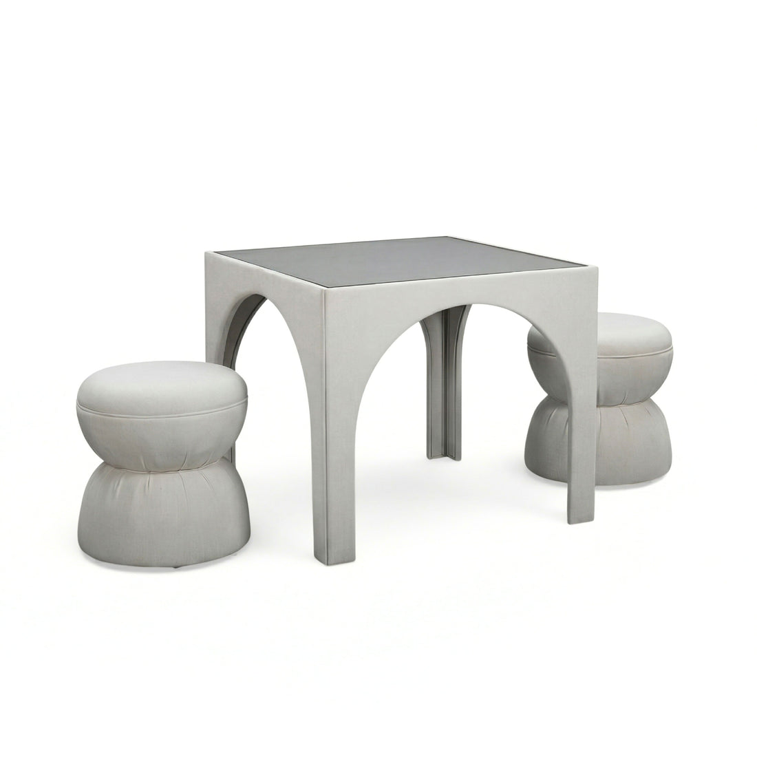 Tomlin Performance Chenille Game Table and Two Ottomans Set