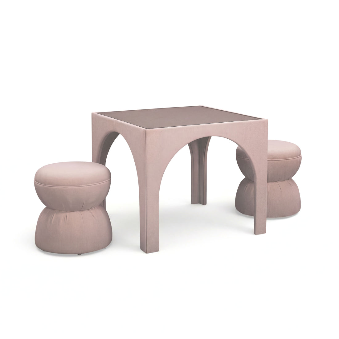 Tomlin Performance Chenille Game Table and Two Ottomans Set