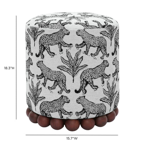 Dex Leopard Performance Jacquard Ottoman