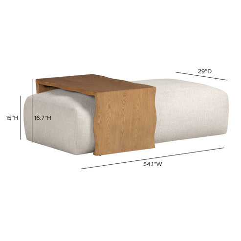 Spencer 54" Performance Basketweave Ottoman with Bridge Table