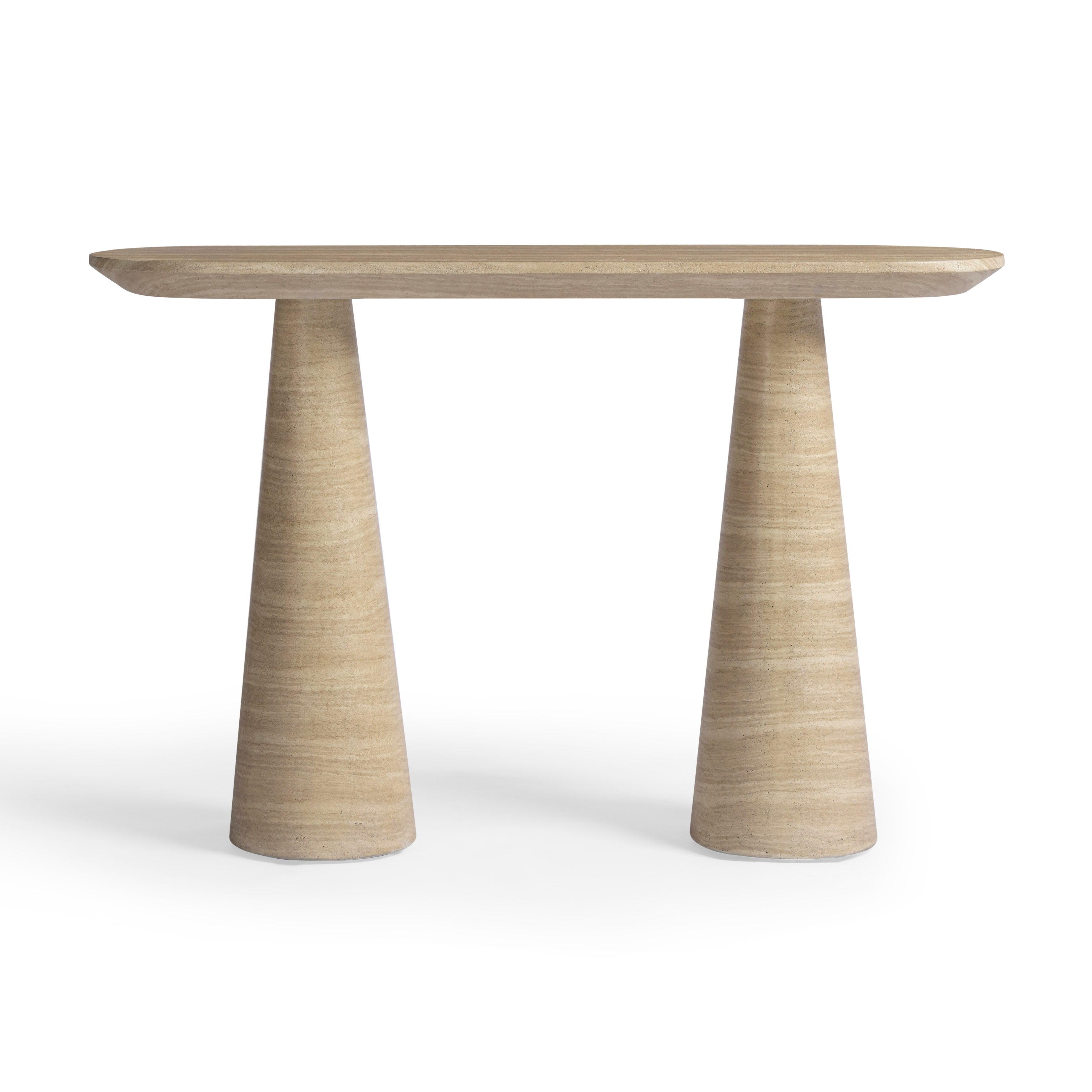 Sandra 47" Faux Travertine Indoor/Outdoor Console Table