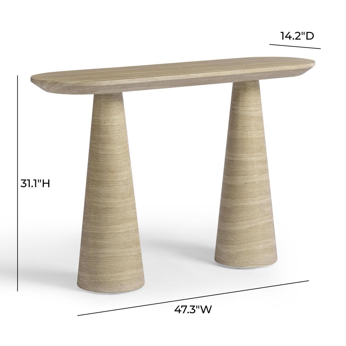 Sandra 47" Faux Travertine Indoor/Outdoor Console Table