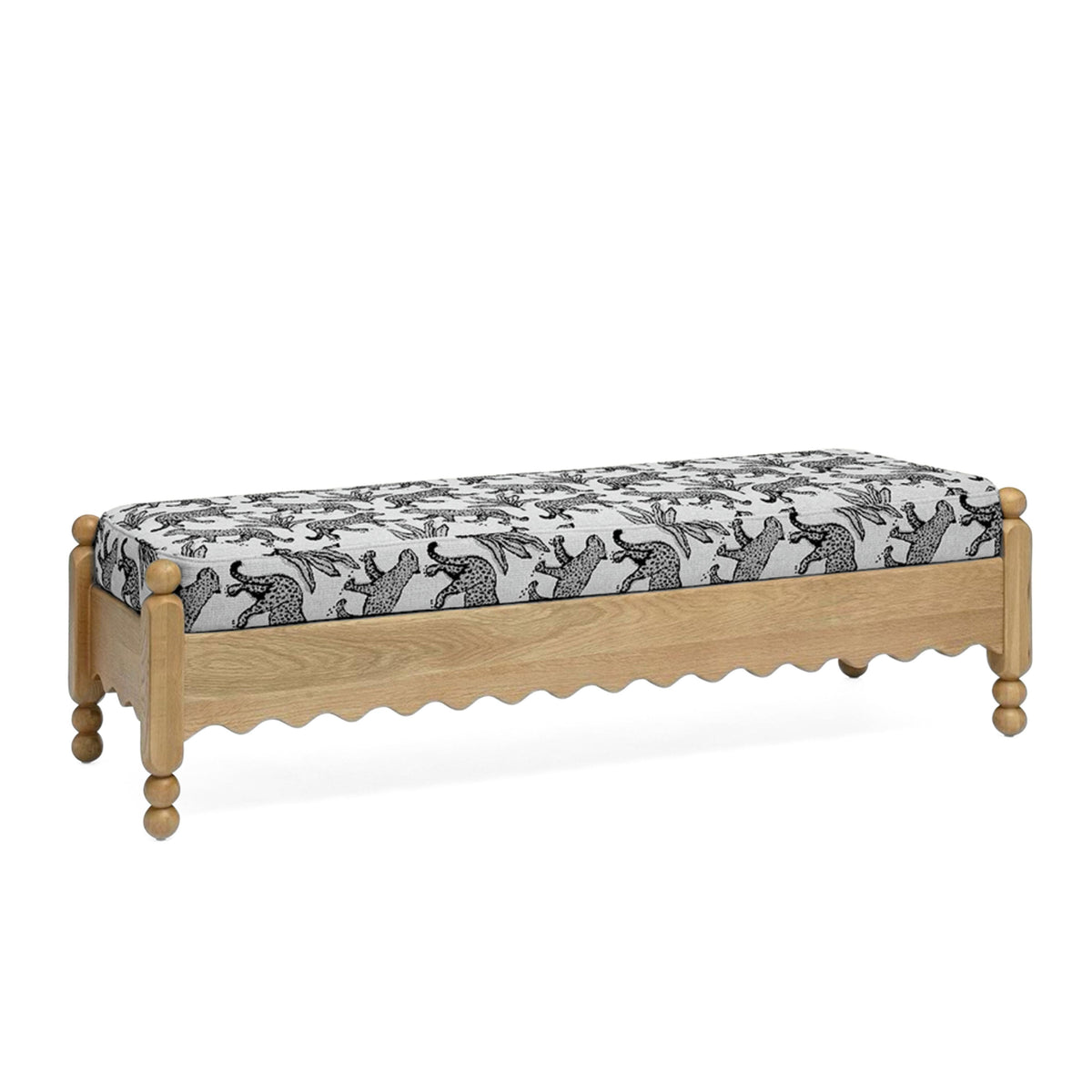 Thelma 56" Leopard Performance Jacquard Fabric Bench