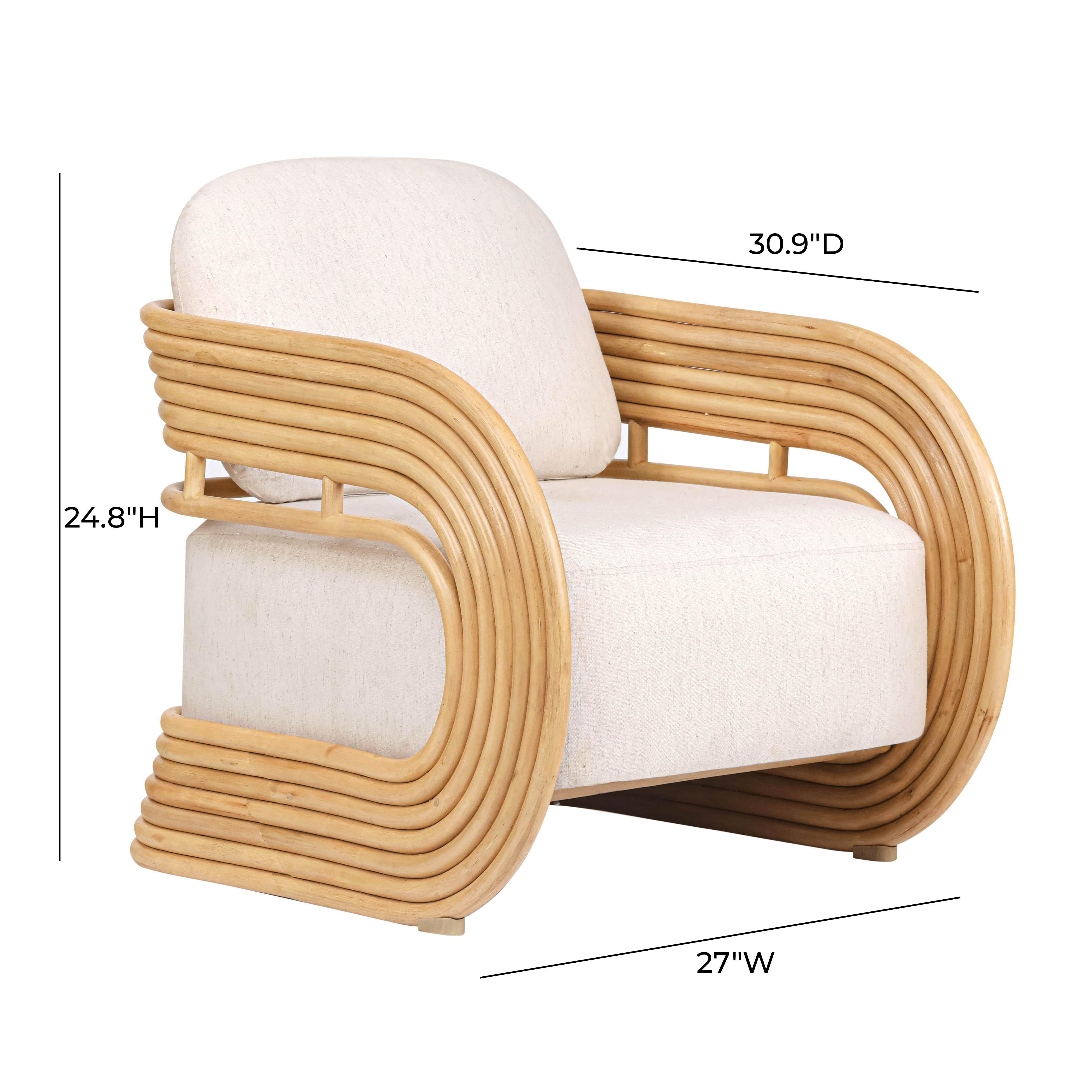Lauretta Cream Performance Fabric and Natural Rattan Accent Chair