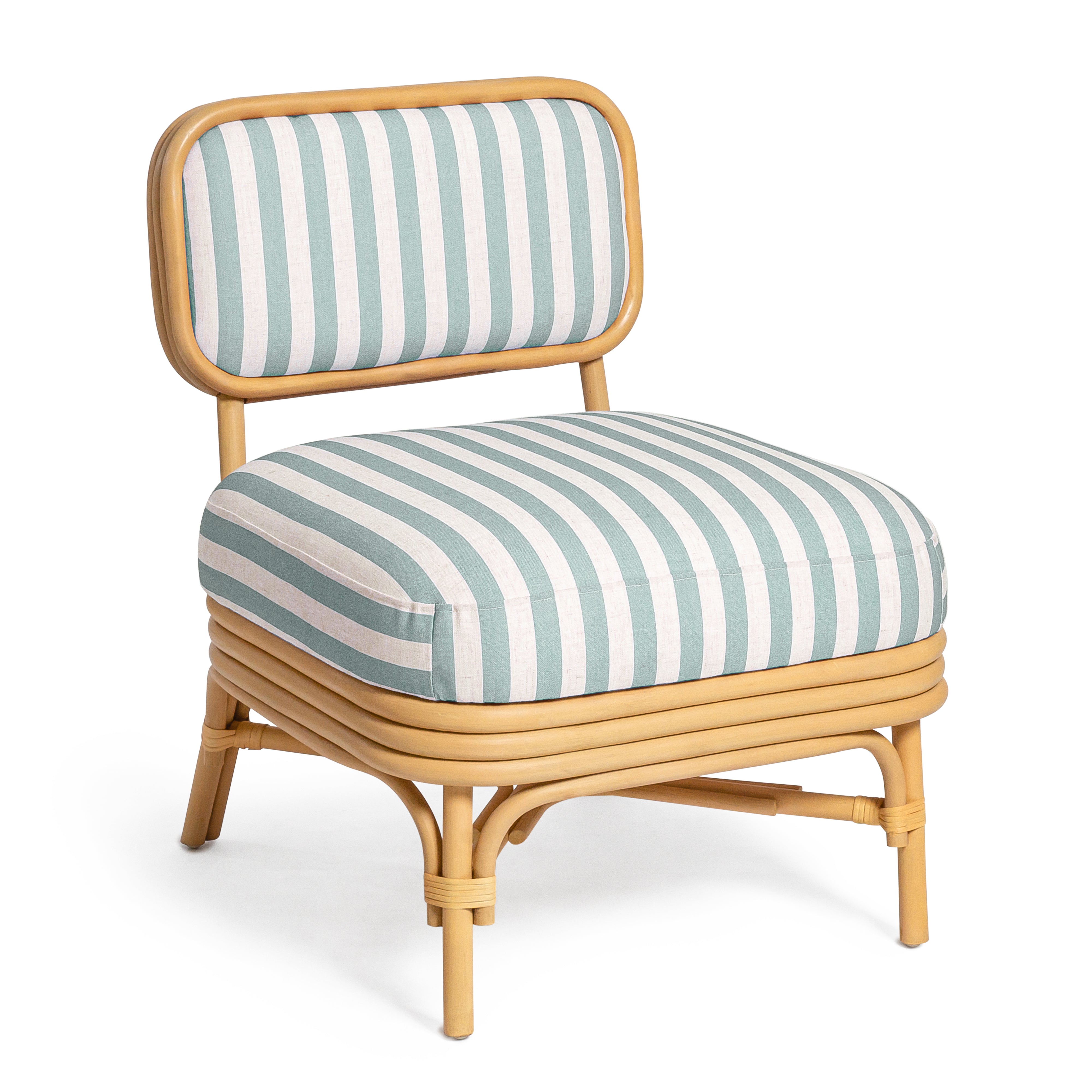 Dorine Striped Performance Linen and Rattan Accent Chair