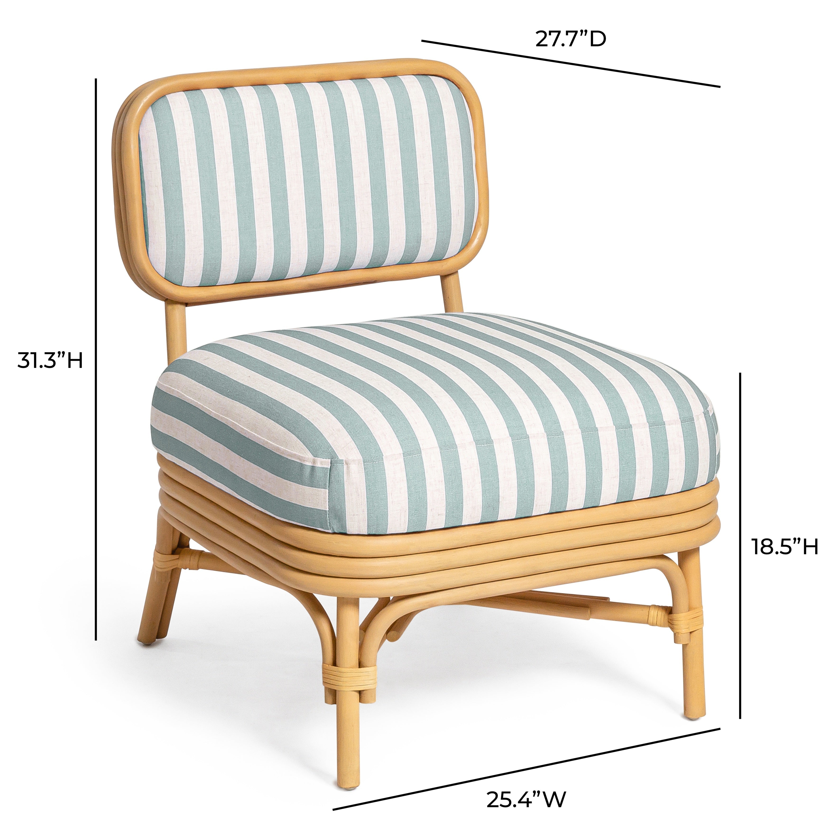 Dorine Striped Performance Linen and Rattan Accent Chair