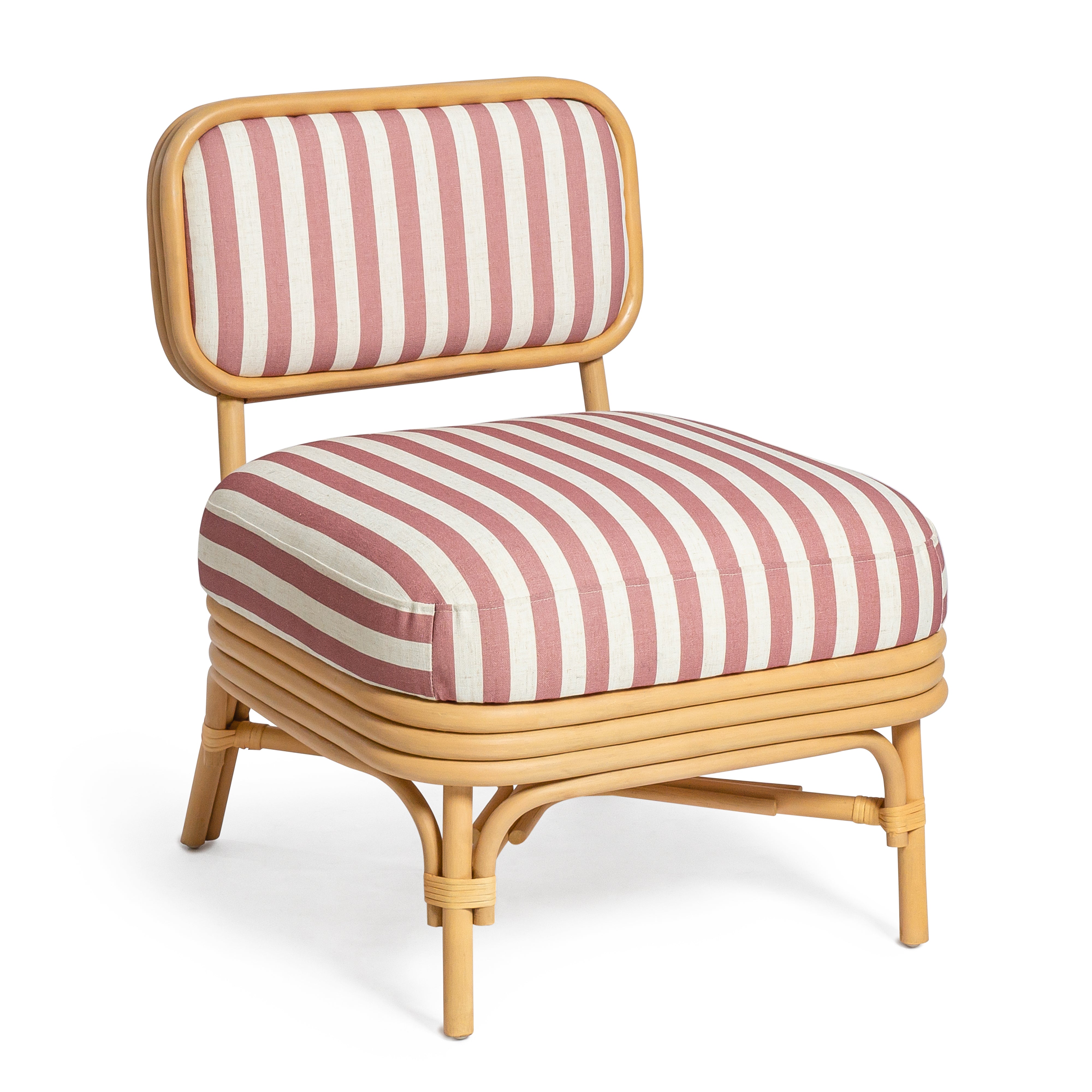 Dorine Striped Performance Linen and Rattan Accent Chair