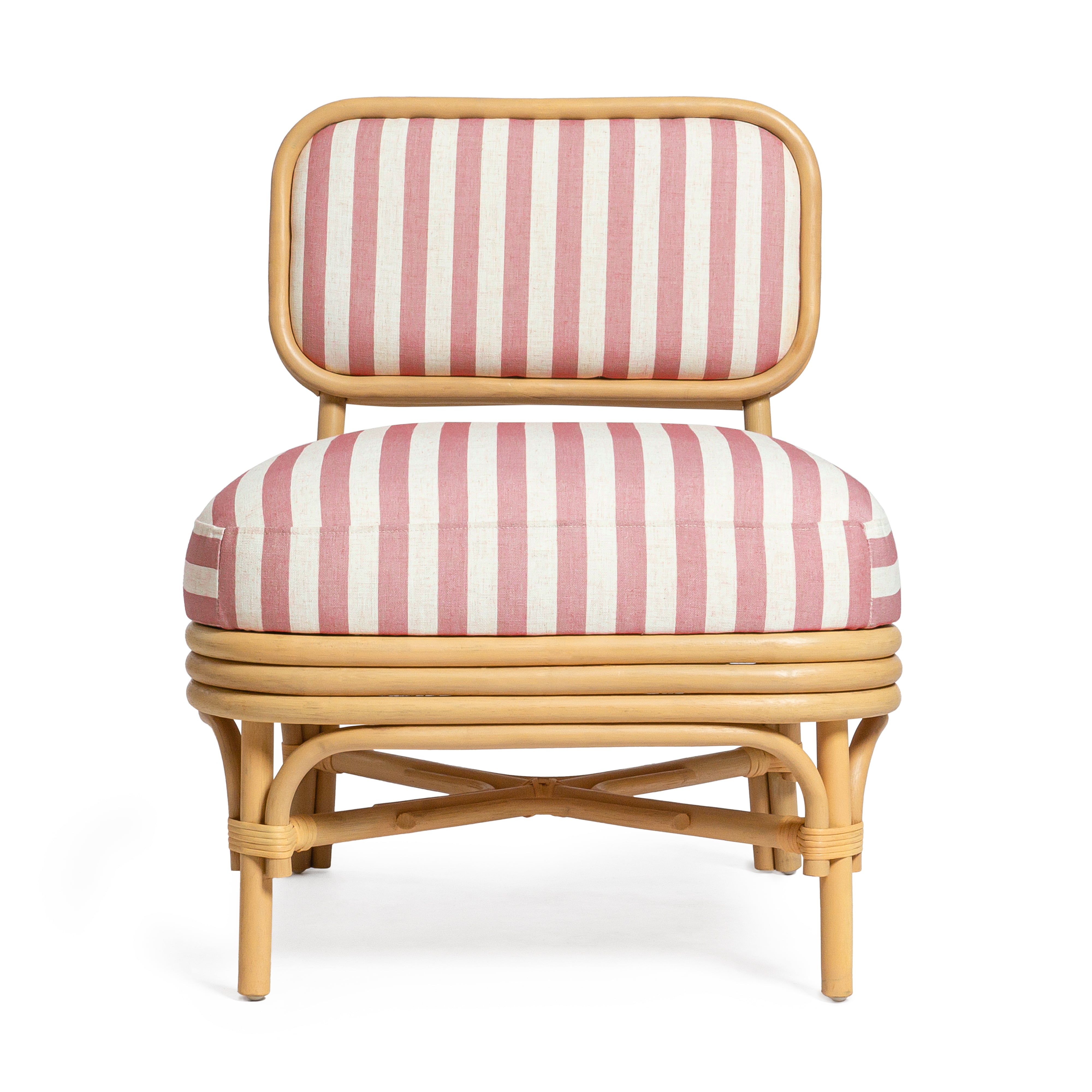 Dorine Striped Performance Linen and Rattan Accent Chair