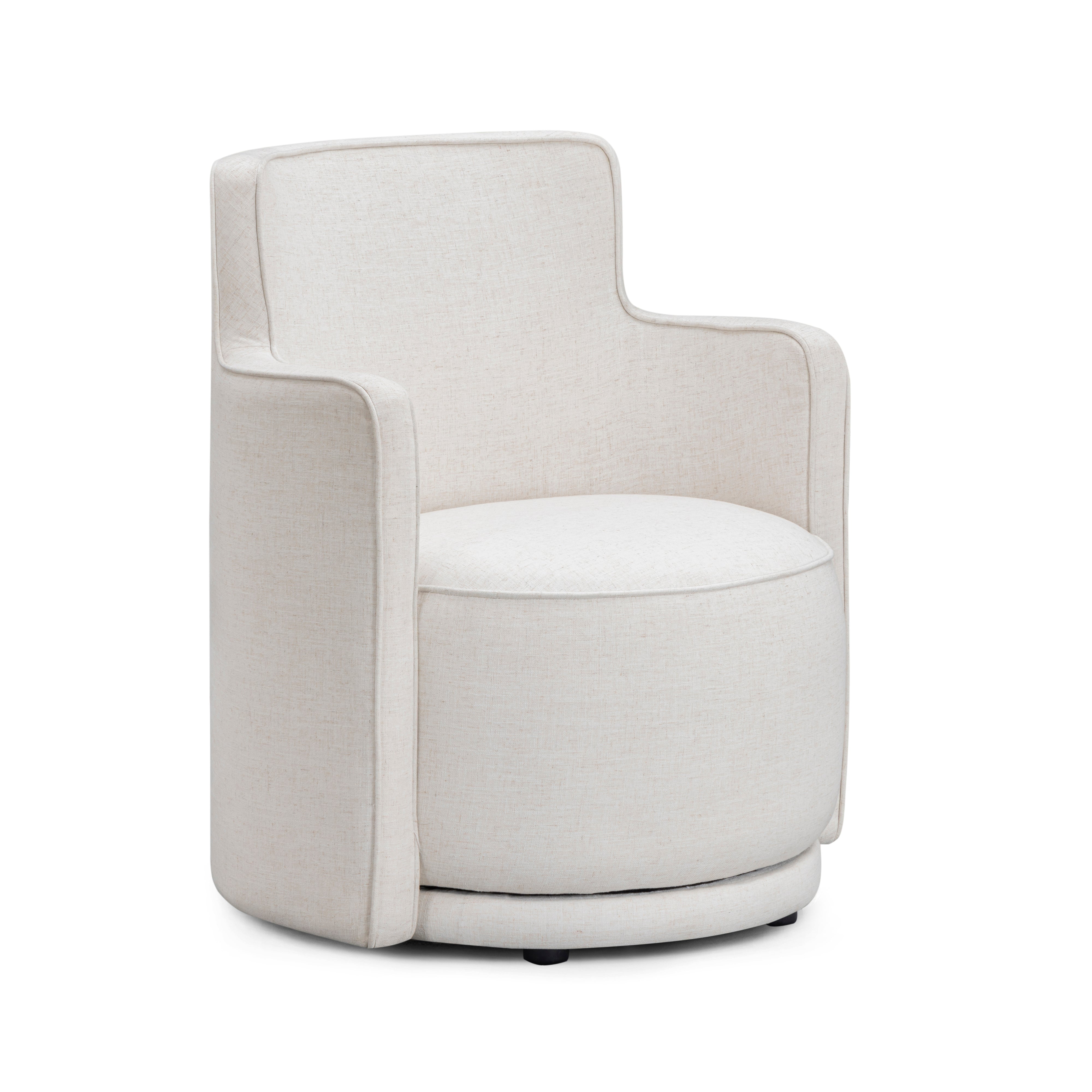 Passe Cream Upcycled Performance Linen Swivel Chair