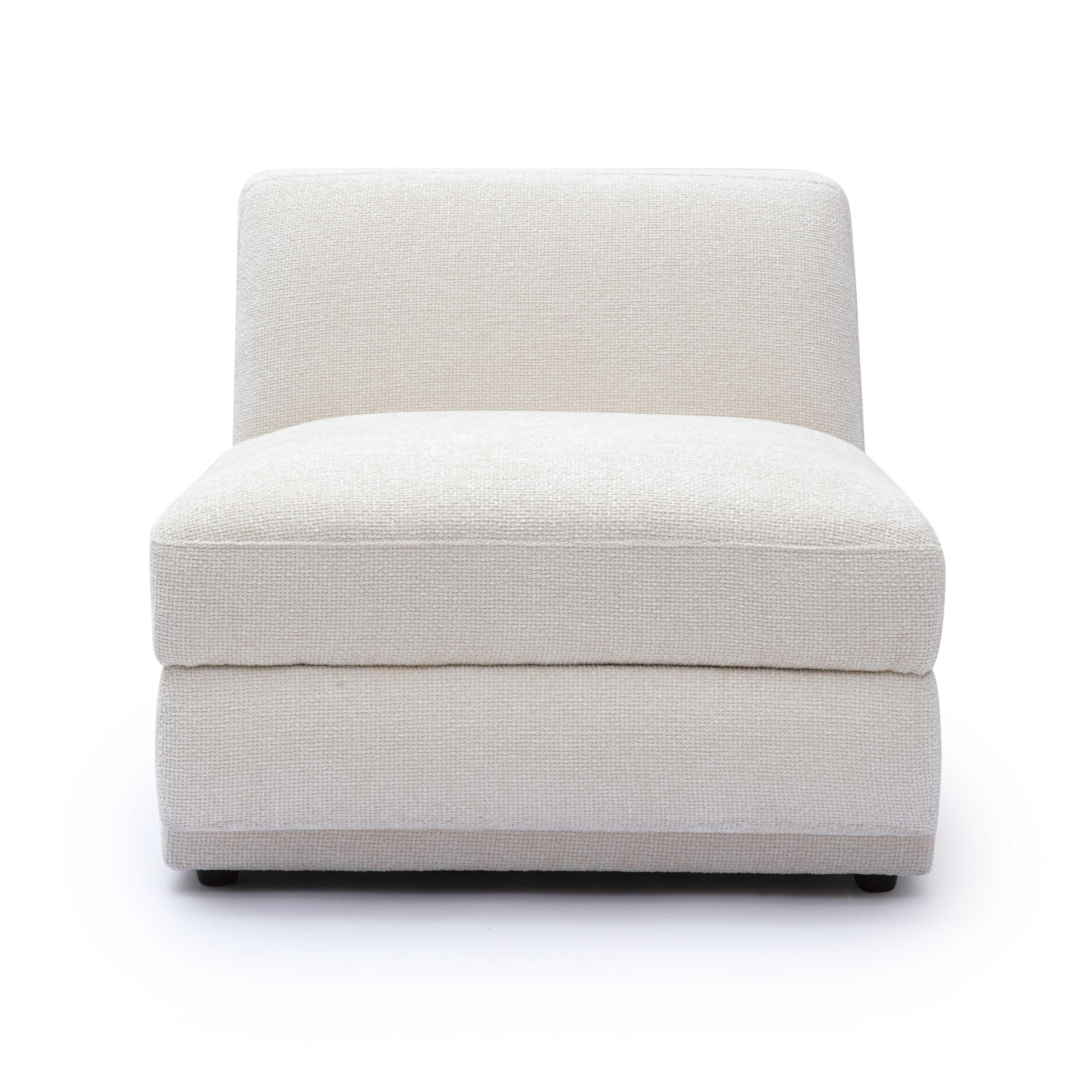Perry Cream Performance Chenille Modular Armless Chair