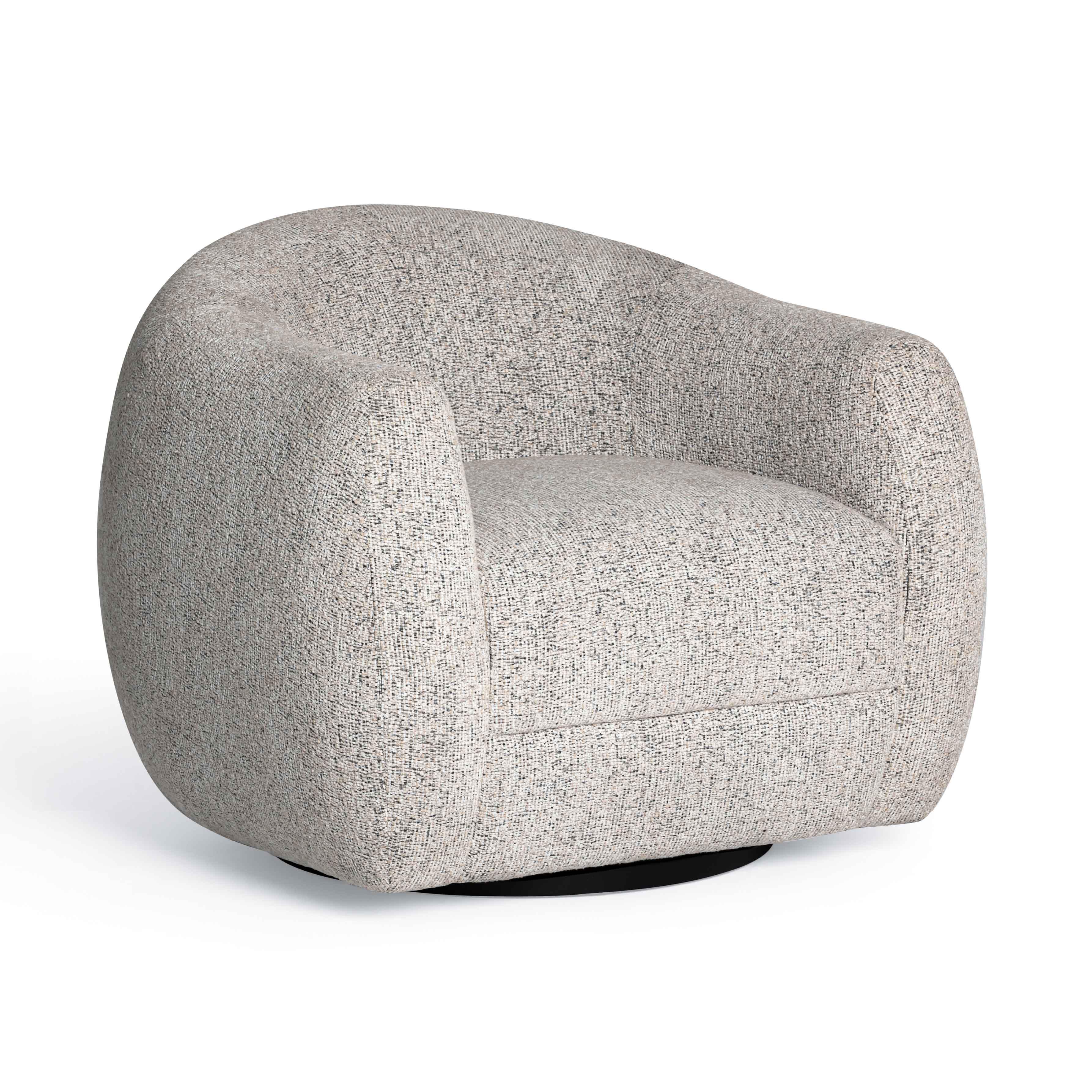 Judy Black and White Woven Performance Fabric Swivel Chair