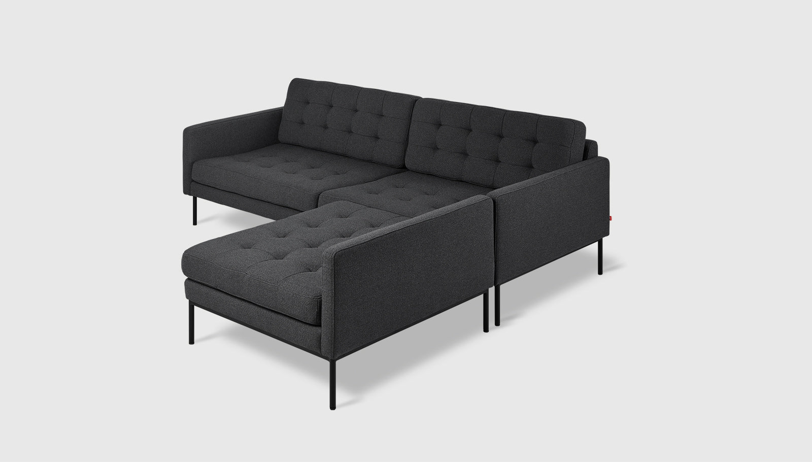 Towne Bi-Sectional Mowat Raven / BlackSectional Gus*  Mowat Raven Black  Four Hands, Mid Century Modern Furniture, Old Bones Furniture Company, Old Bones Co, Modern Mid Century, Designer Furniture, https://www.oldbonesco.com/