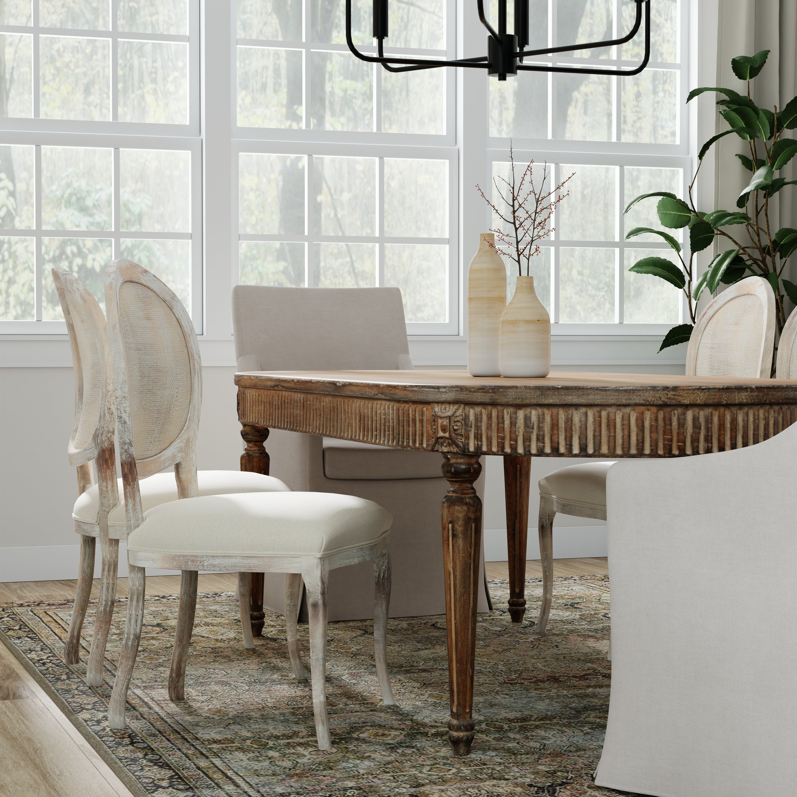 Oval Cane Back Chair - Set of 2