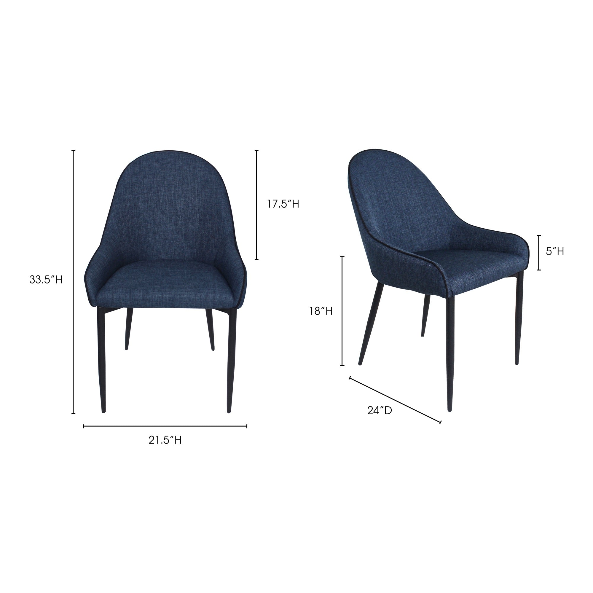 Lapis Dining Chair Dark Blue - Set of Two Dining Chair Moe's Four Hands, Mid Century Modern Furniture, Old Bones Furniture Company, Old Bones Co, Modern Mid Century, Designer Furniture, Furniture Sale, Warehouse Furniture Sale, Lapis Dining Chair Dark Blue - Set of Two Sale, https://www.oldbonesco.com/