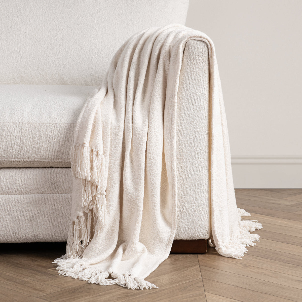TC Aria Boucle Ivory Throw by Classic Home