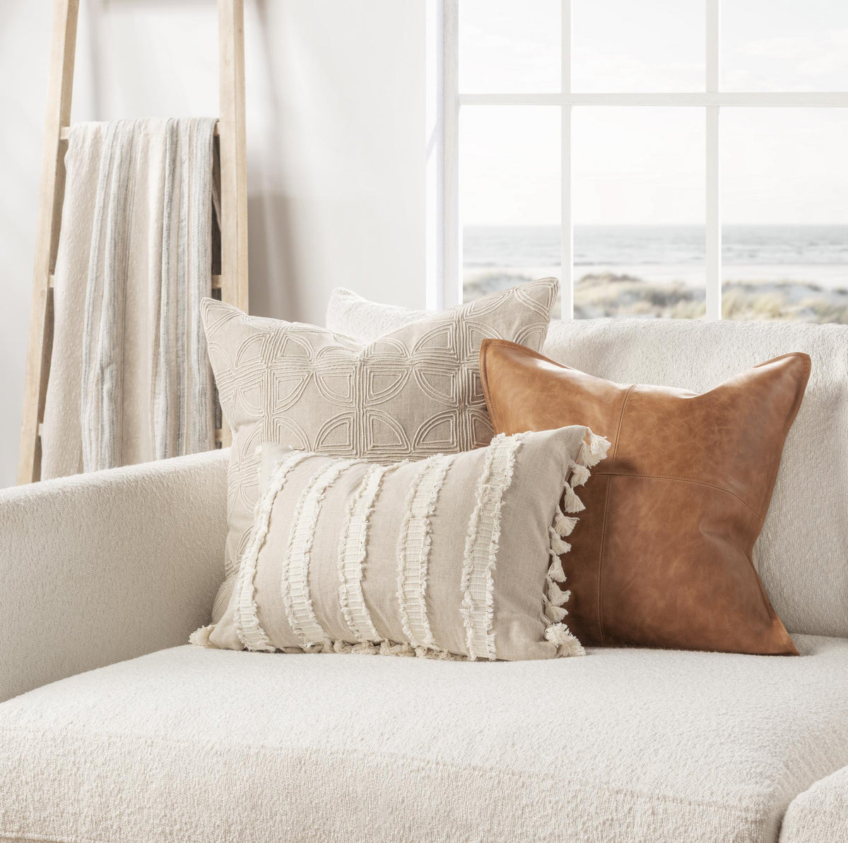 TQ Edisto Natural/Ivory Pillow by Classic Home