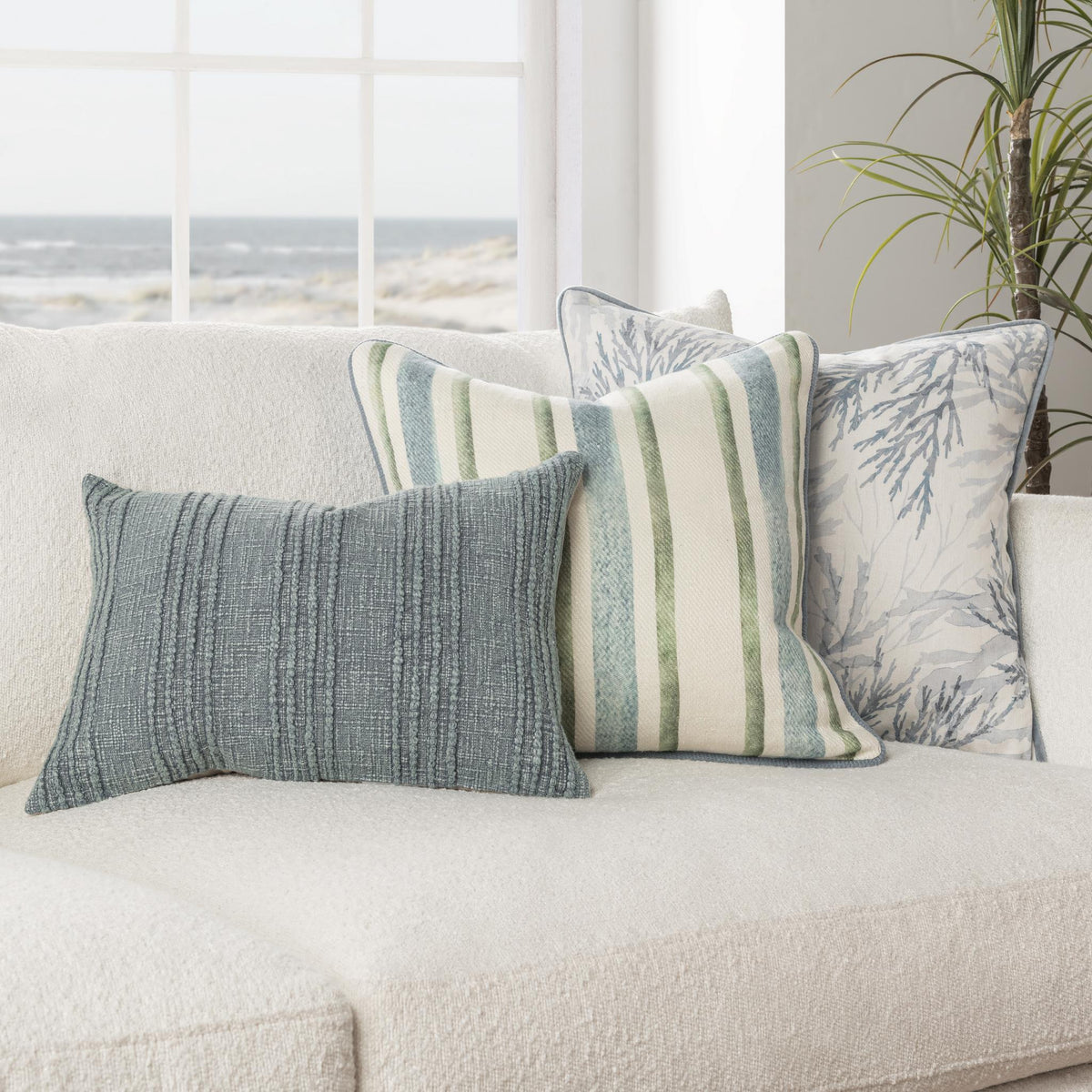 TQ Harbor Stripe Ivory Multi Pillow by Classic Home