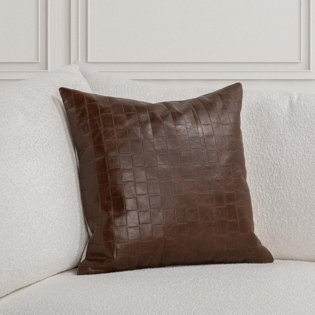 TQ Leather Seston Brown Pillow by Classic Home
