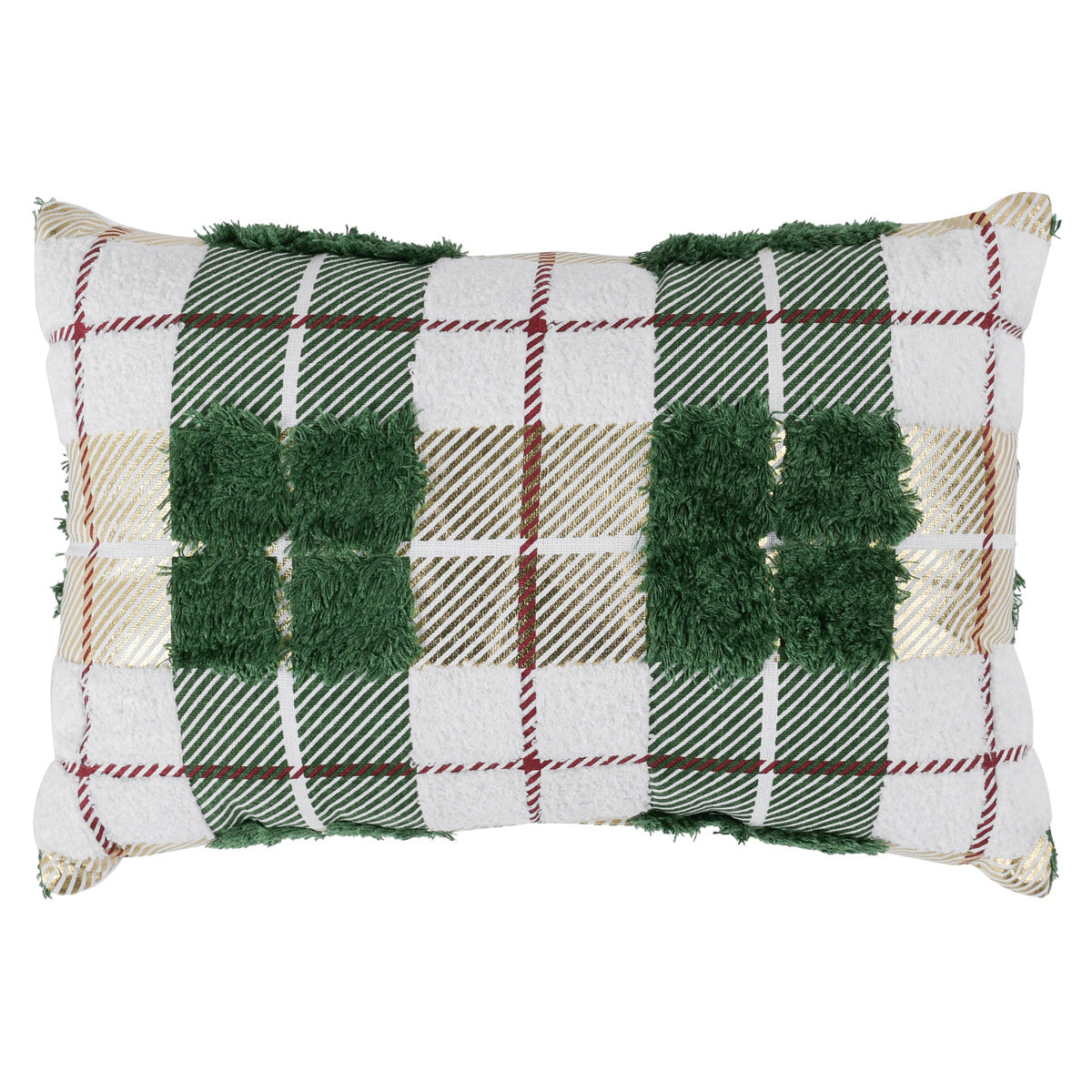 VE Plaid Texture Green Multi Pillow