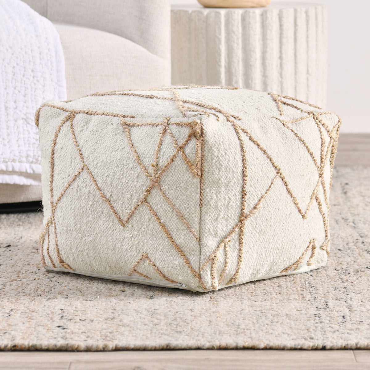 Sintra Pouf - Ivory/Natural