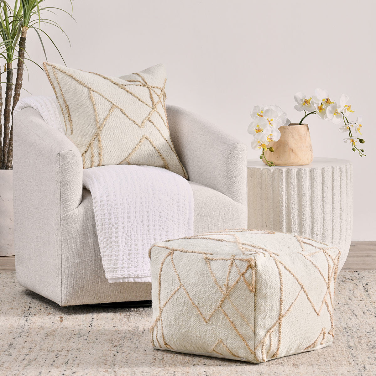 Sintra Pouf - Ivory/Natural