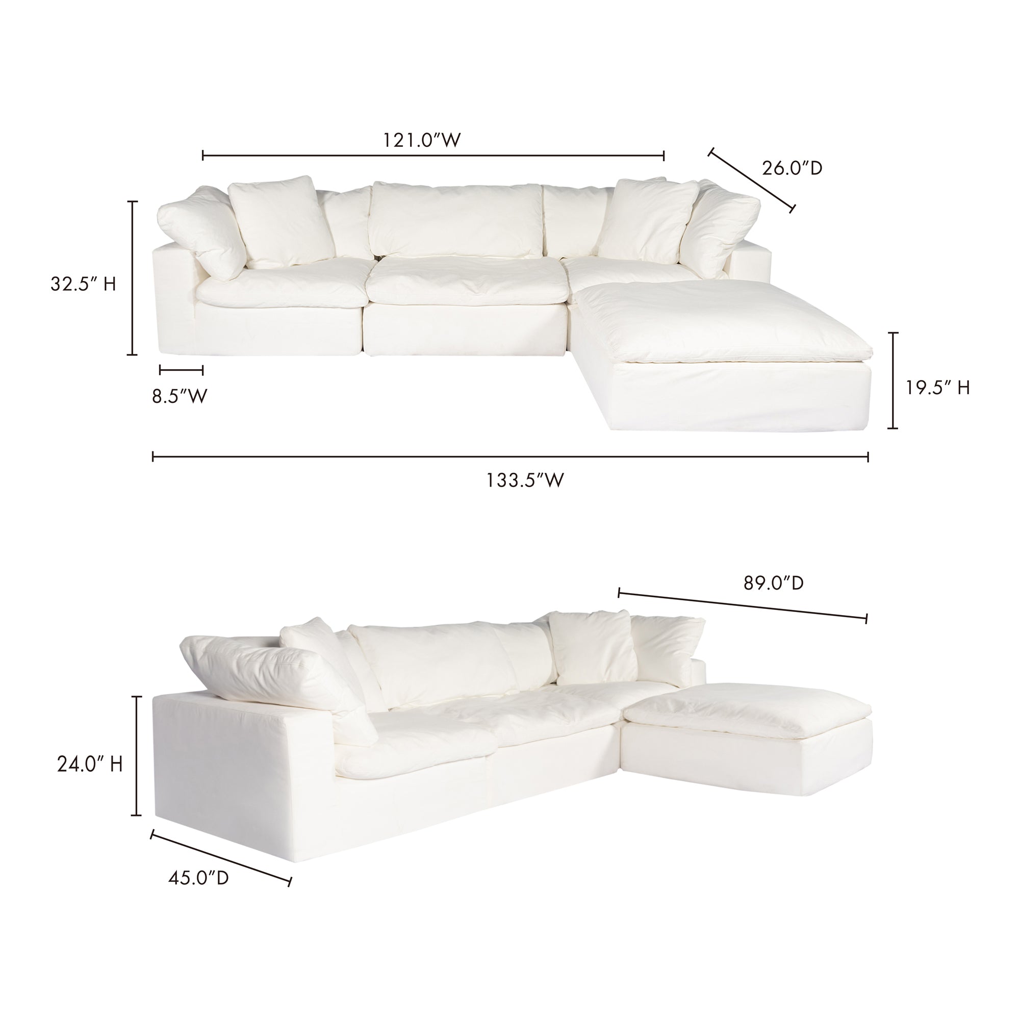 Clay Lounge Modular Sectional Sectional Moe's    Four Hands, Mid Century Modern Furniture, Old Bones Furniture Company, Old Bones Co, Modern Mid Century, Designer Furniture, Furniture Sale, Warehouse Furniture Sale, Clay Lounge Modular Sectional Sale, https://www.oldbonesco.com/