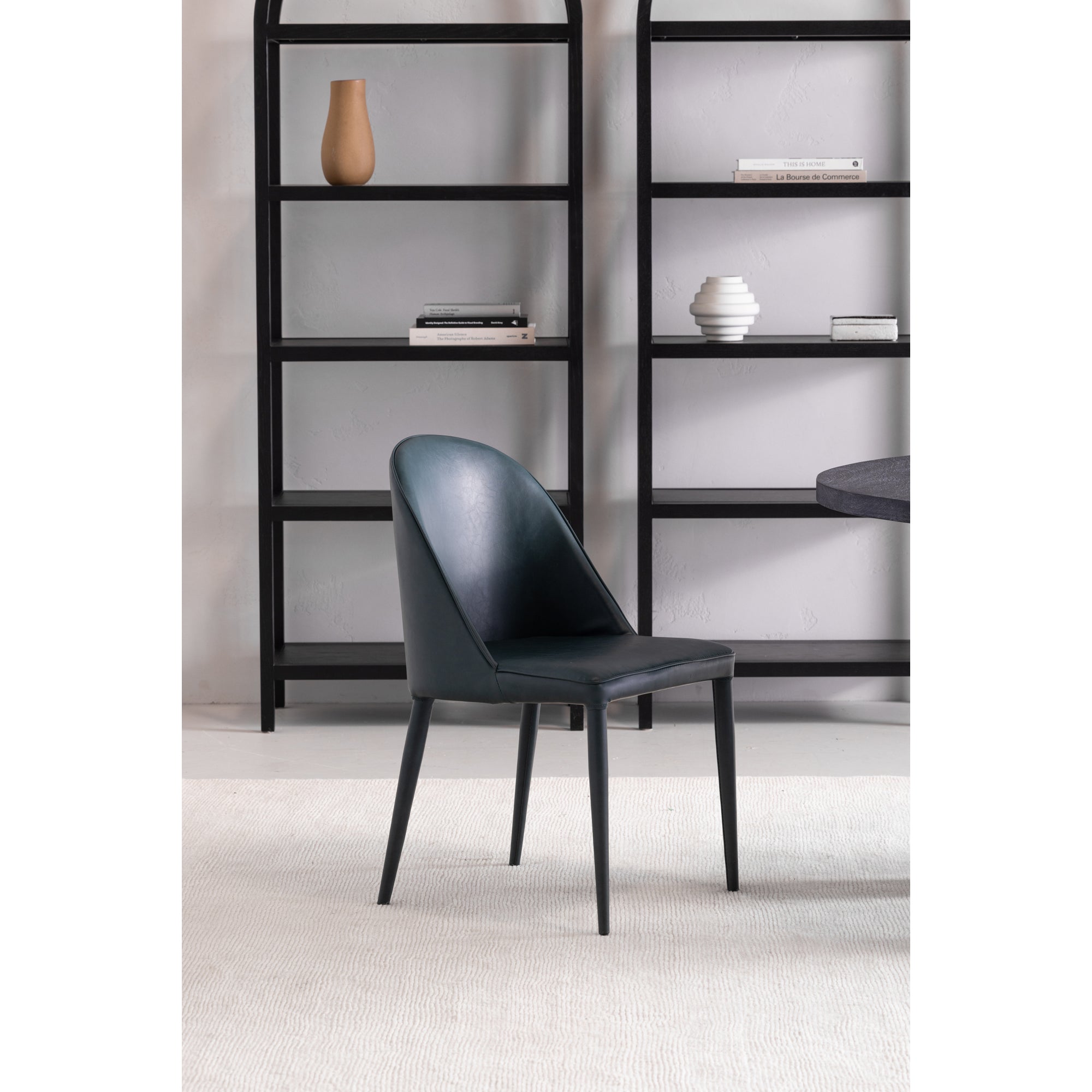 Burton Dining Chair Dark Teal Vegan Leather-Set of Two Dining Chairs Moe's Four Hands, Mid Century Modern Furniture, Old Bones Furniture Company, Old Bones Co, Modern Mid Century, Designer Furniture, Furniture Sale, Warehouse Furniture Sale, Burton Dining Chair Dark Teal Vegan Leather-Set of Two Sale, https://www.oldbonesco.com/