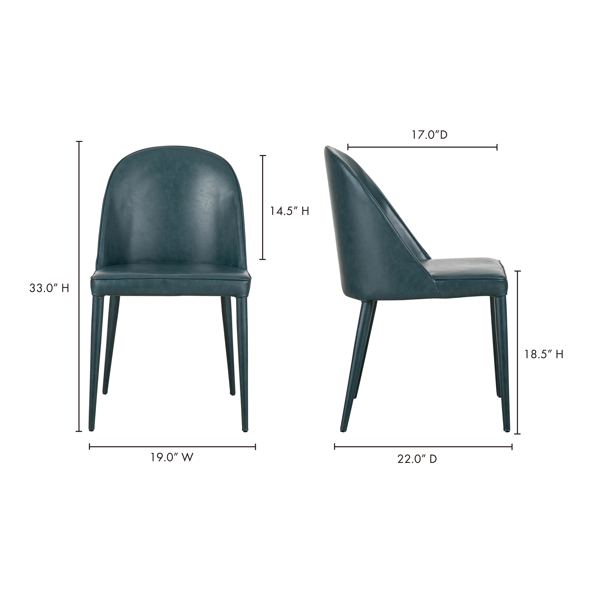 Burton Dining Chair Dark Teal Vegan Leather-Set of Two Dining Chairs Moe's Four Hands, Mid Century Modern Furniture, Old Bones Furniture Company, Old Bones Co, Modern Mid Century, Designer Furniture, Furniture Sale, Warehouse Furniture Sale, Burton Dining Chair Dark Teal Vegan Leather-Set of Two Sale, https://www.oldbonesco.com/