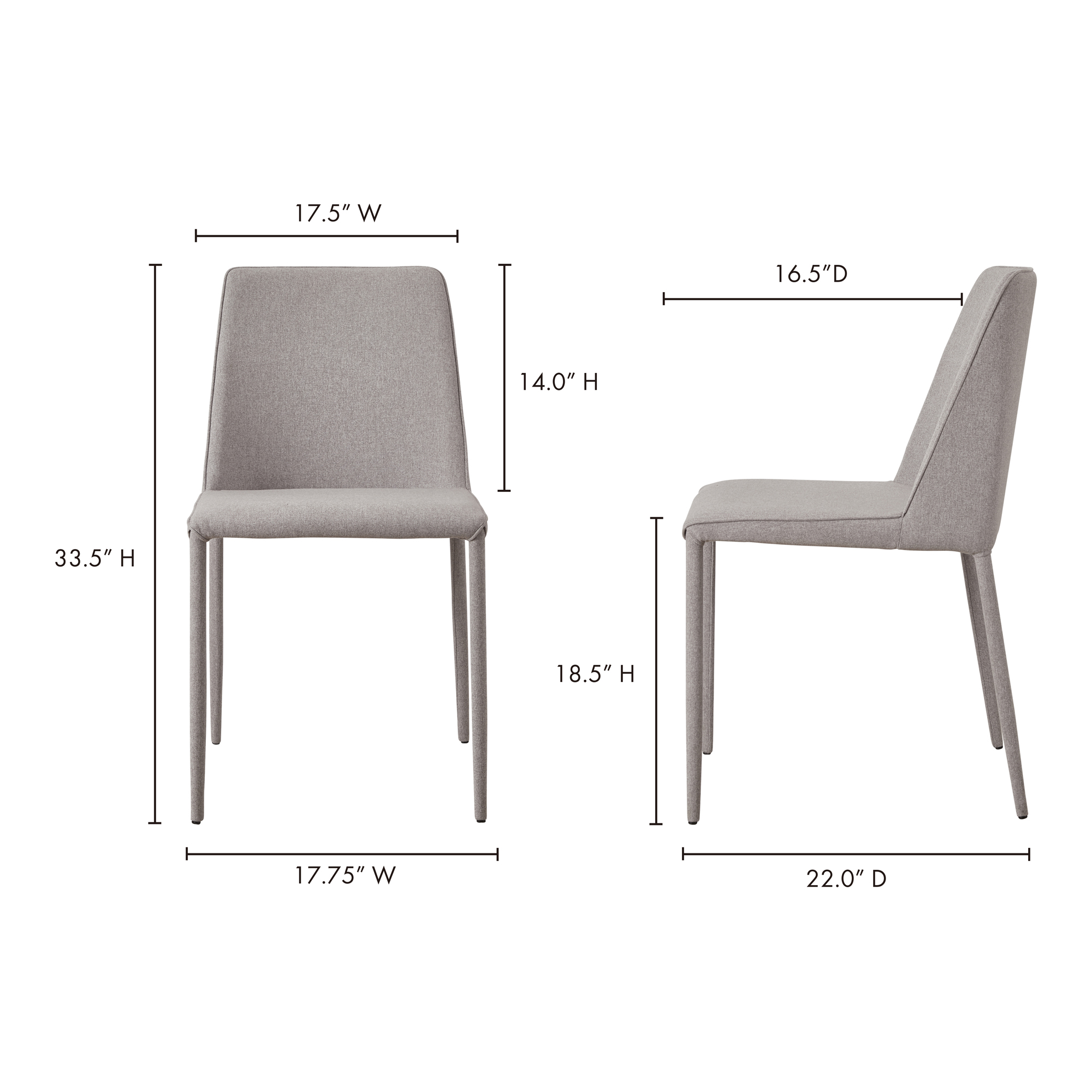 Nora Fabric Dining Chair Light Grey - Set of Two Dining Chair Moe's Four Hands, Mid Century Modern Furniture, Old Bones Furniture Company, Old Bones Co, Modern Mid Century, Designer Furniture, Furniture Sale, Warehouse Furniture Sale, Nora Fabric Dining Chair Light Grey - Set of Two Sale, https://www.oldbonesco.com/