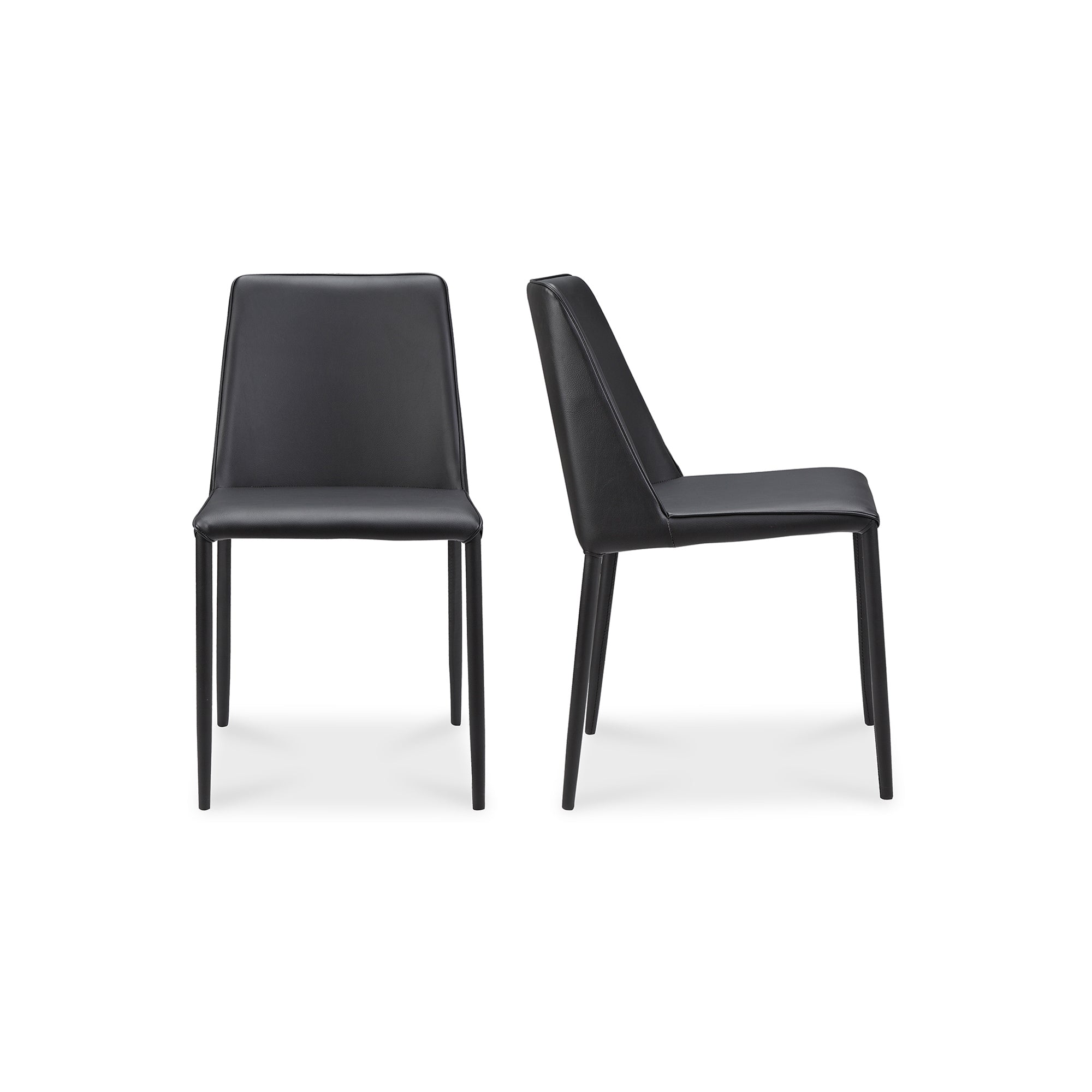 Nora Dining Chair Vegan Leather - Set of Two BlackDining Chair Moe's Black Four Hands, Mid Century Modern Furniture, Old Bones Furniture Company, Old Bones Co, Modern Mid Century, Designer Furniture, Furniture Sale, Warehouse Furniture Sale, Nora Dining Chair Vegan Leather - Set of Two Sale, https://www.oldbonesco.com/