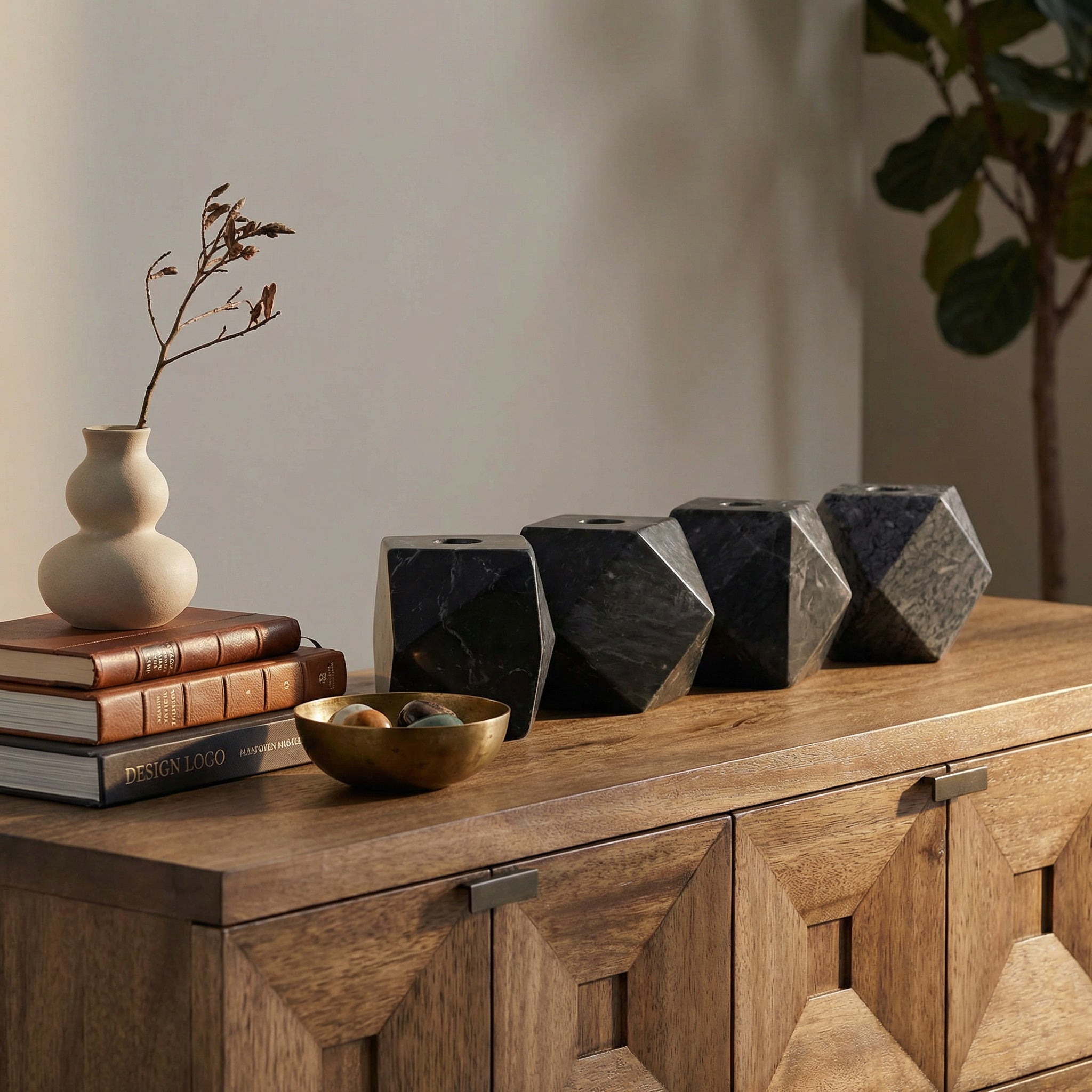 Polyhedron Decorative Candle Holder - Set of 4